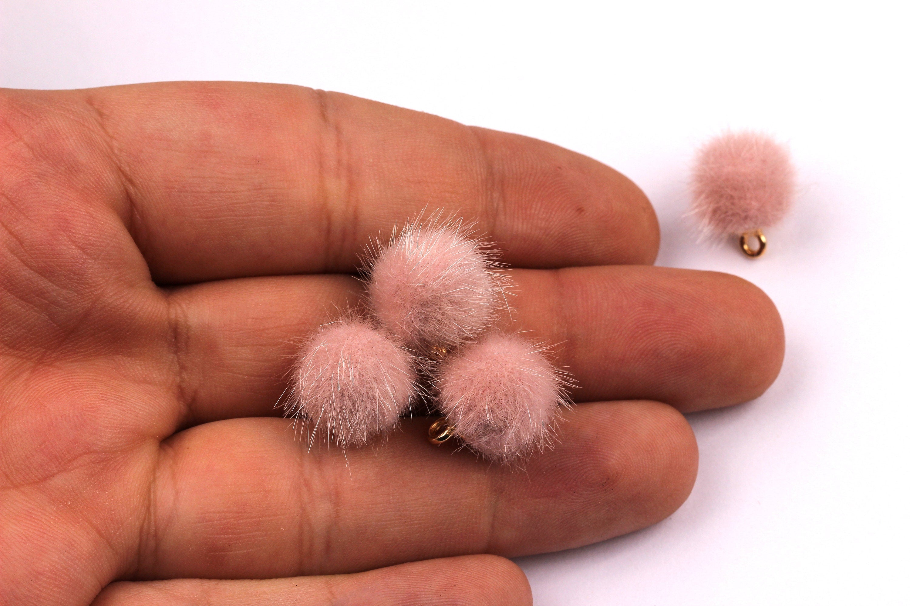 Pom Pom Earring Charms - Fur Ball Pendant - Aluminum Alloy - Earring Findings - Jewelry Accessories - 15x10mm - TT1001P - DOMEDBAZAAR