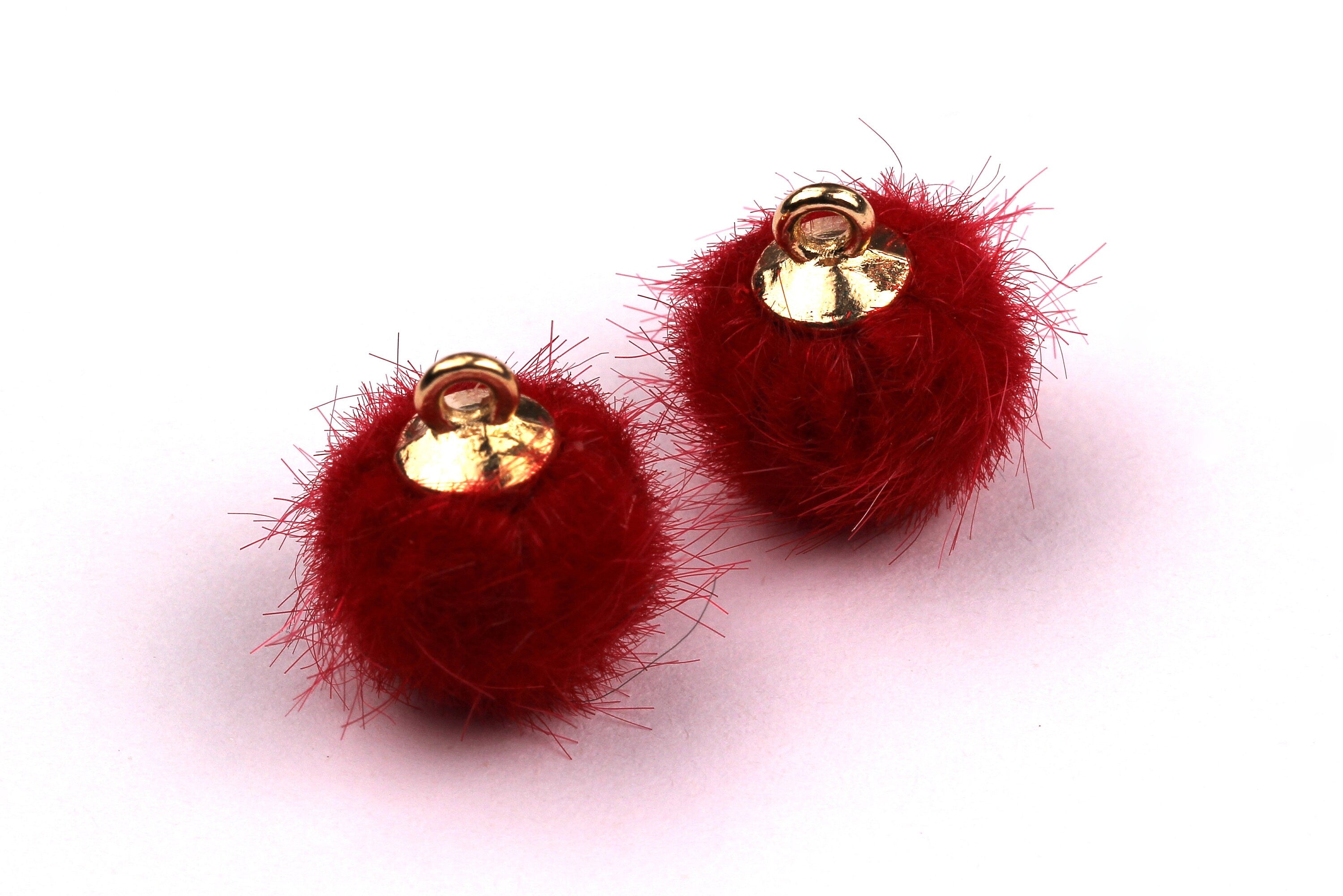 Pom Pom Earring Charms - Fur Ball Pendant - Aluminum Alloy - Earring Findings - Jewelry Accessories - 15x10mm - TT1001R - DOMEDBAZAAR