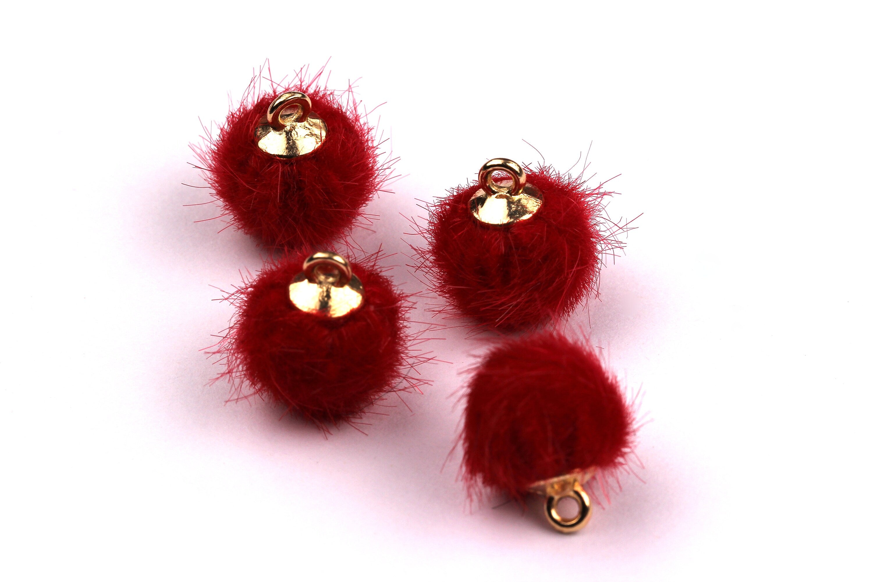 Pom Pom Earring Charms - Fur Ball Pendant - Aluminum Alloy - Earring Findings - Jewelry Accessories - 15x10mm - TT1001R - DOMEDBAZAAR