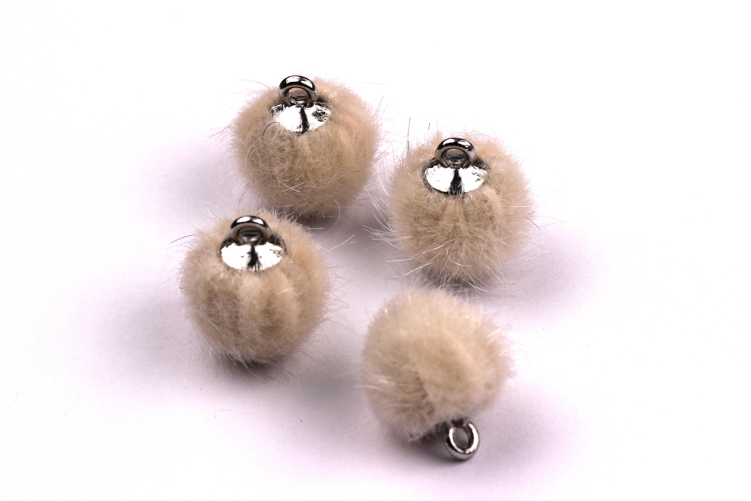 Pom Pom Earring Charms - Fur Ball Pendant - Aluminum Alloy - Earring Findings - Jewelry Accessories - 15x10mm - TT1001W - DOMEDBAZAAR
