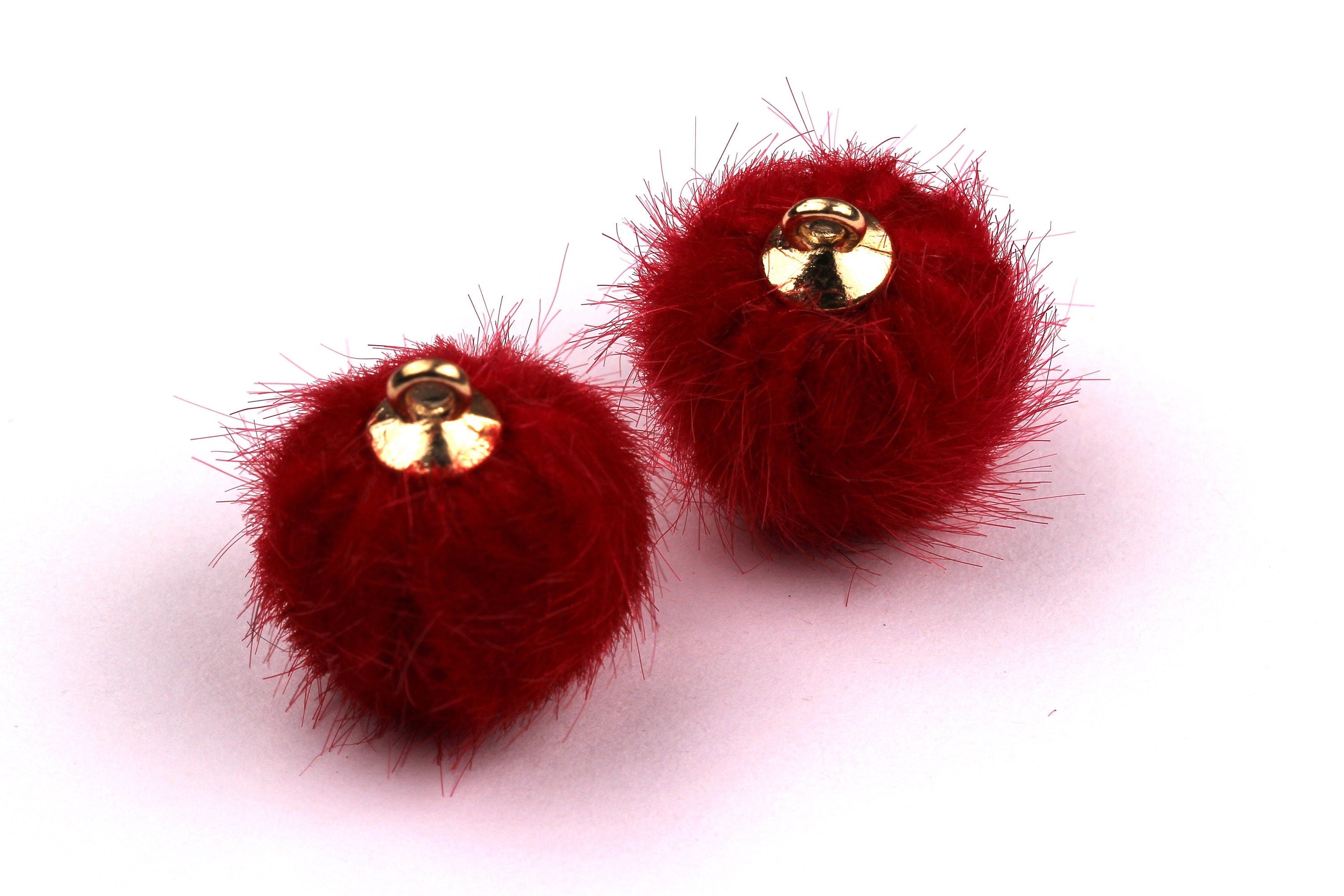 Pom Pom Earring Charms - Fur Ball Pendant - Aluminum Alloy - Earring Findings - Jewelry Accessories - 17x15mm - TT1002R - DOMEDBAZAAR