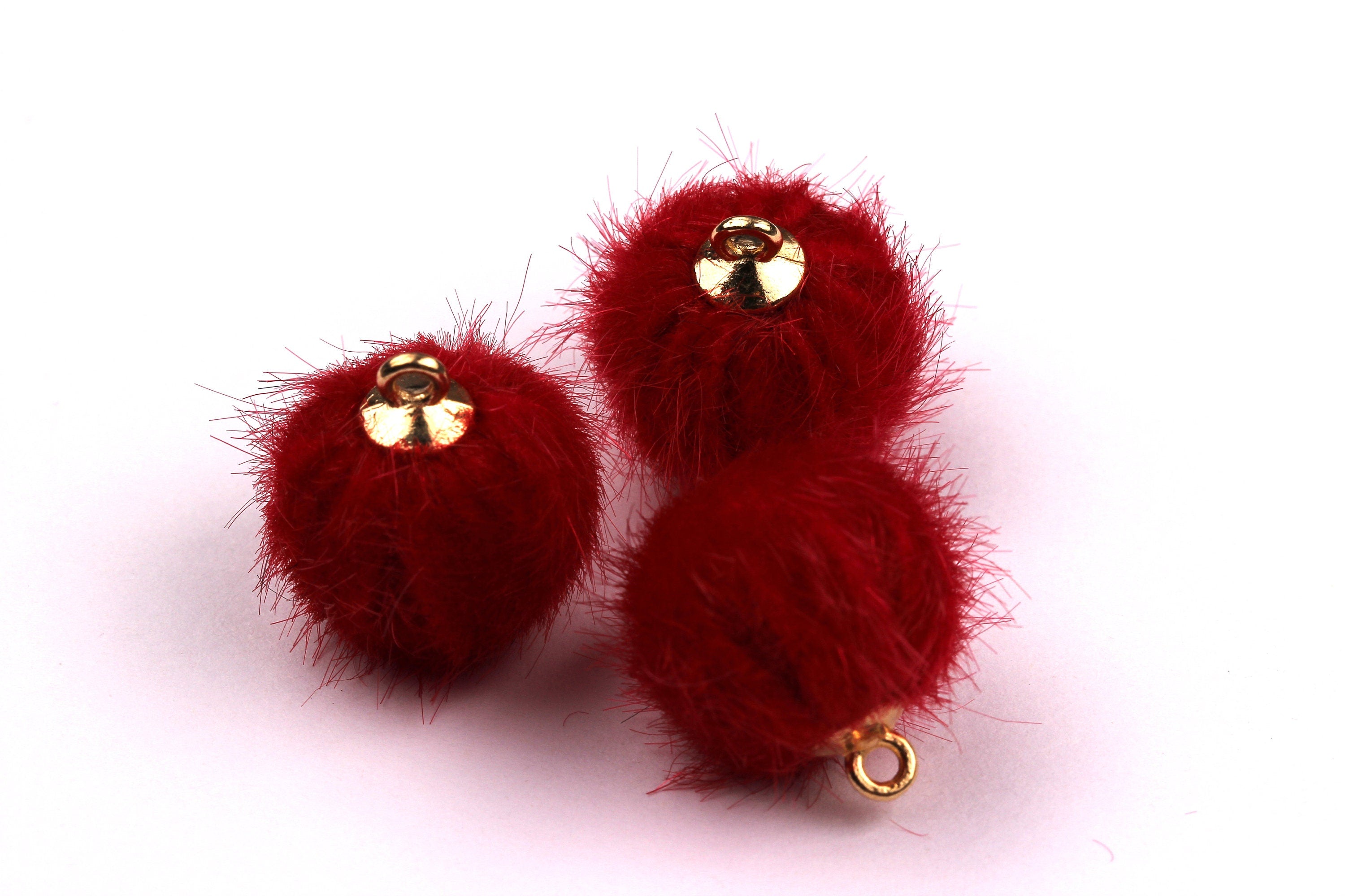 Pom Pom Earring Charms - Fur Ball Pendant - Aluminum Alloy - Earring Findings - Jewelry Accessories - 17x15mm - TT1002R - DOMEDBAZAAR