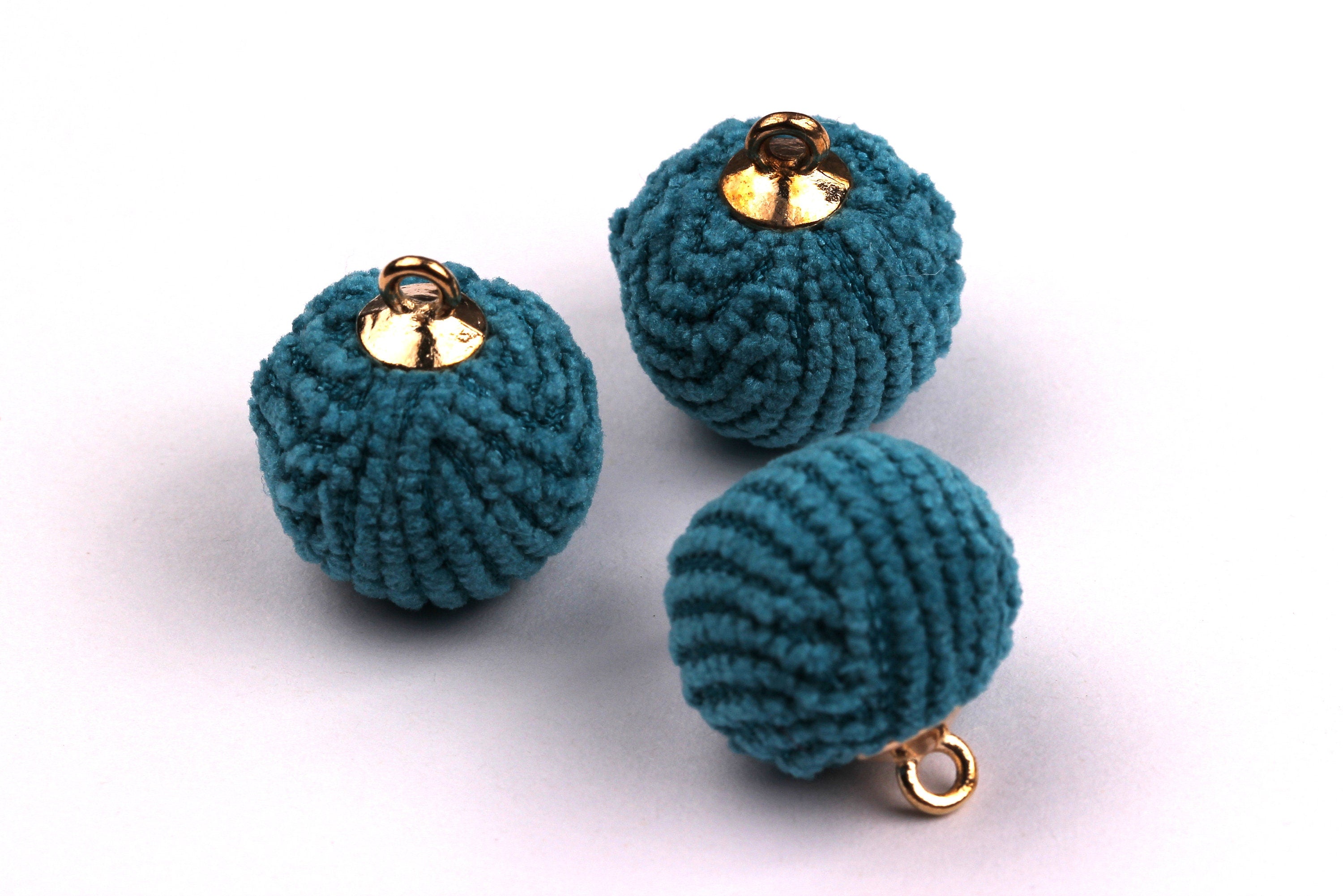 Pom Pom Earring Charms - Fur Ball Pendant - Aluminum Alloy - Earring Findings - Jewelry Accessories - 17x15mm - TT1006 - DOMEDBAZAAR