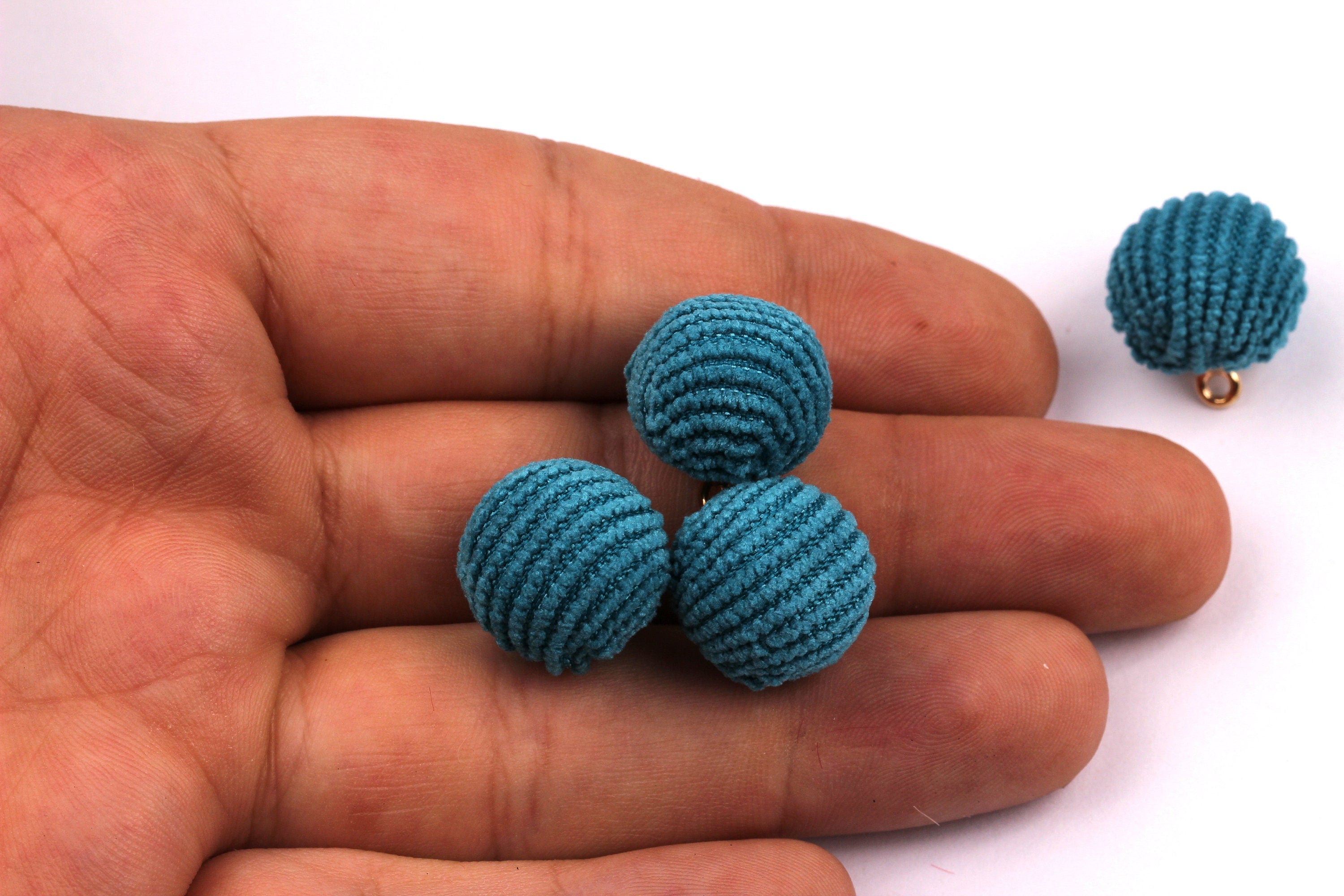 Pom Pom Earring Charms - Fur Ball Pendant - Aluminum Alloy - Earring Findings - Jewelry Accessories - 17x15mm - TT1006 - DOMEDBAZAAR