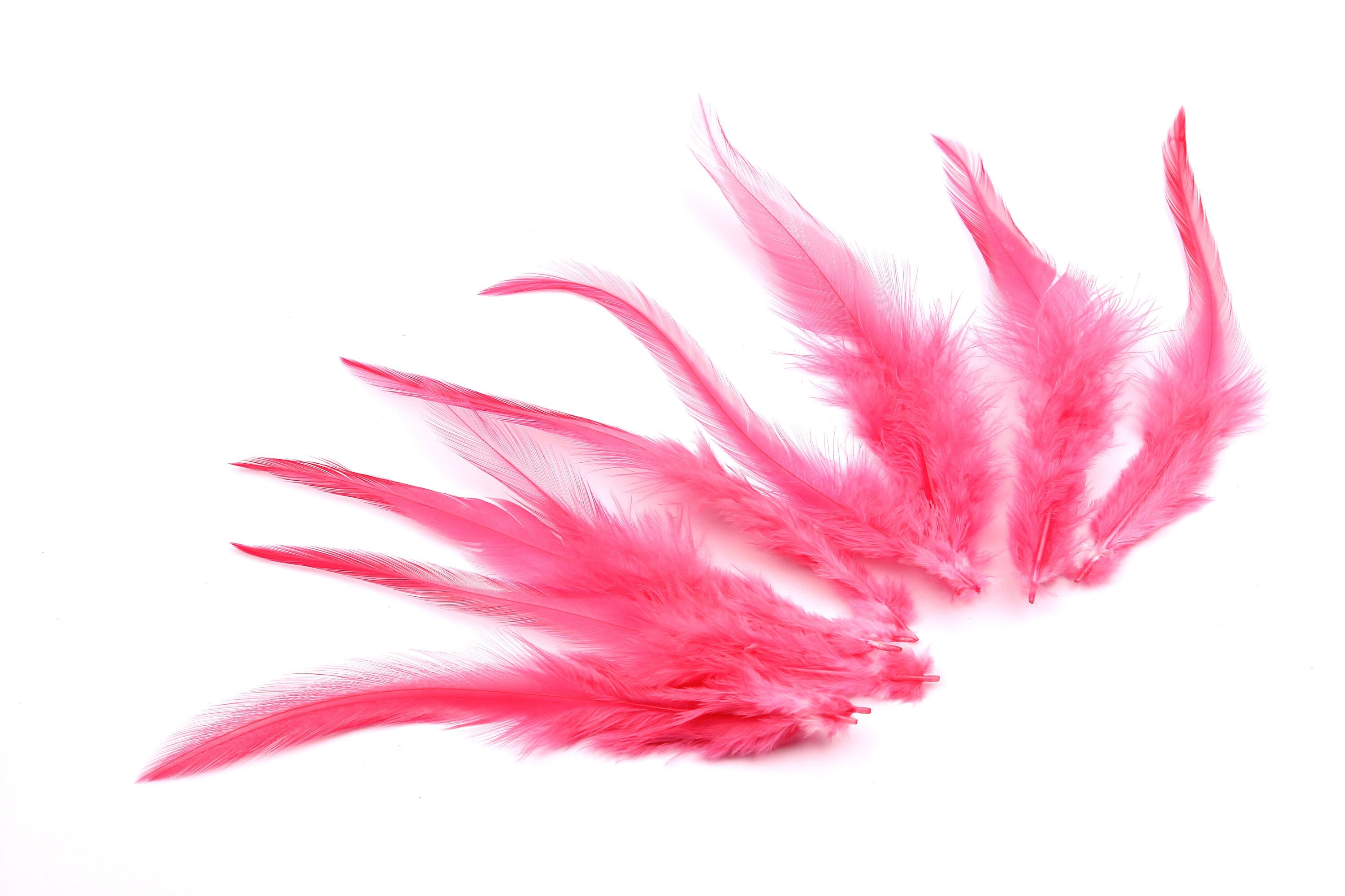 Cock Feather - Pink Feather - (12-15 cm) - Real Feathers for Jewelry, Costumes, Millinery, Decorations, Crafts - 50 Pieces - FF1005P - DOMEDBAZAAR