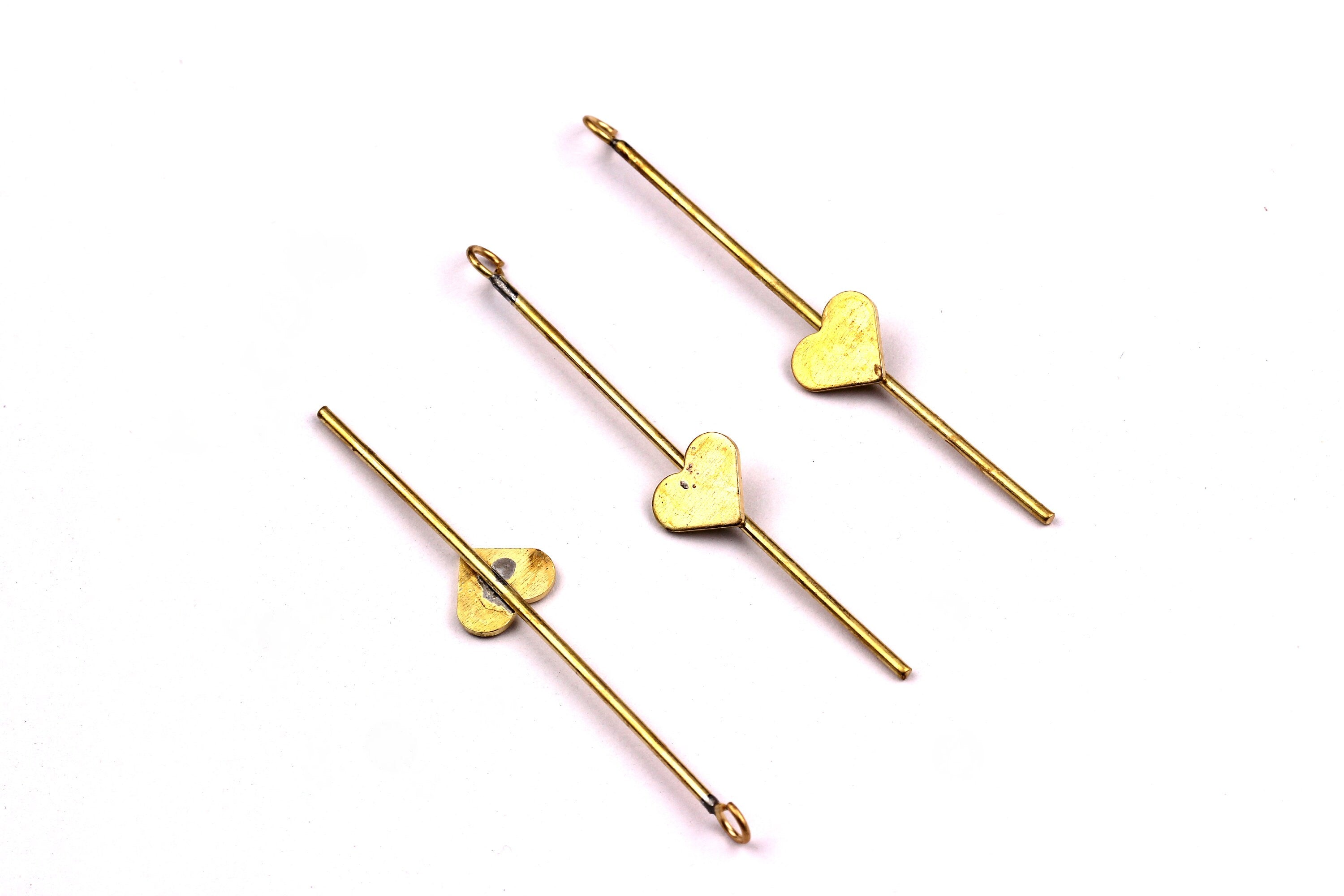 Raw Brass Earring - Heart Shaped Earrings - Ear Studs - Jewelry Supplies for Earrings - 53x9mm PP1333 - DOMEDBAZAAR