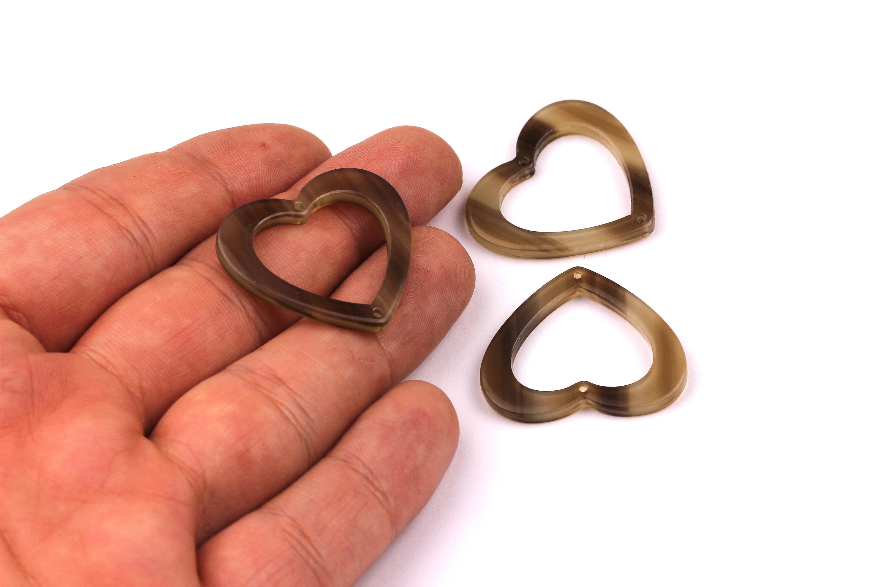 Acetate Heart Charms - Heart Earrings and Pendant - Earring Findings - Jewelry Supplies - Color Code: A88 - 28x31x24mm - AC1017B - DOMEDBAZAAR