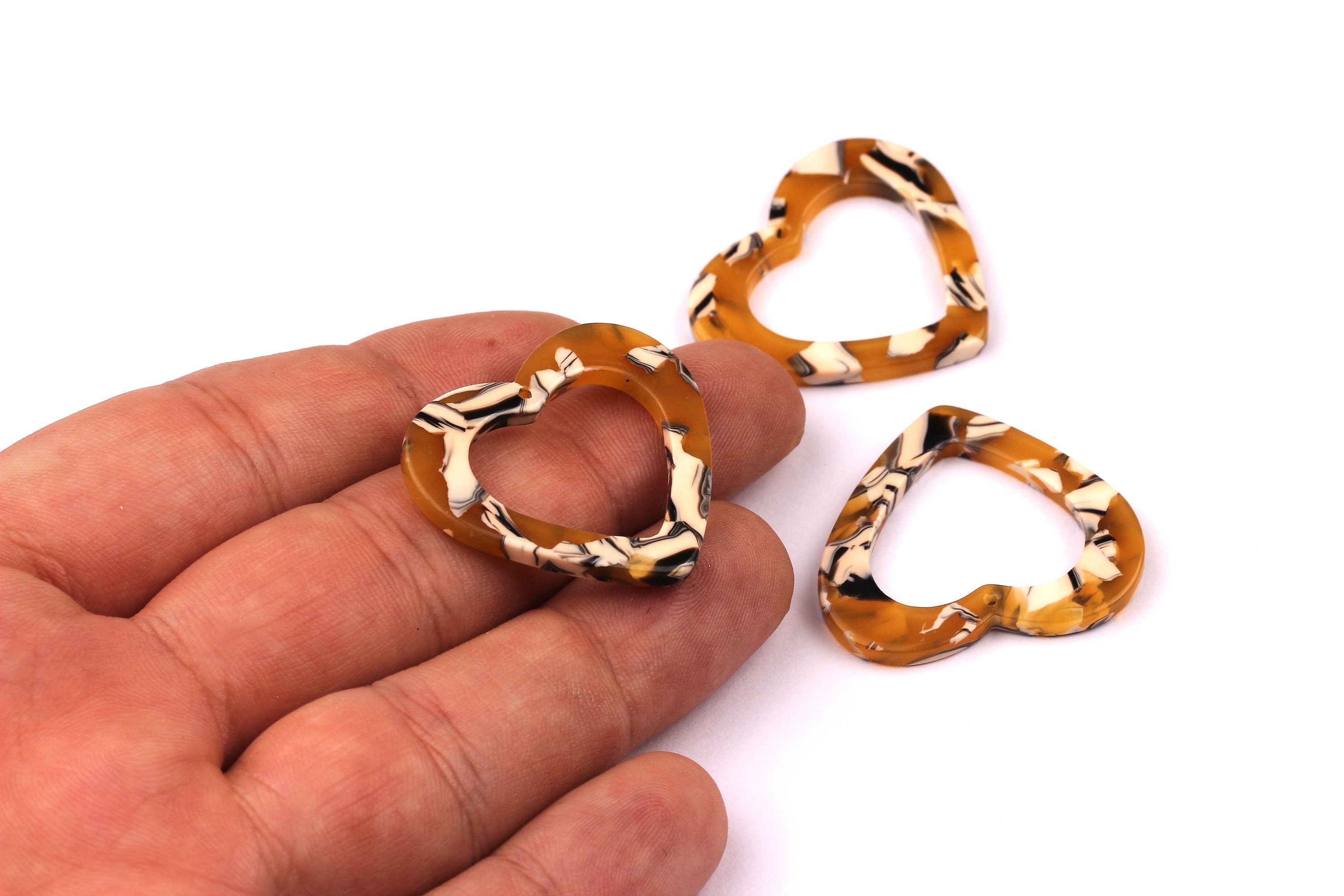 Acetate Heart Charms - Heart Earrings and Pendant - Earring Findings - Jewelry Supplies - Color Code: A14 - 28x31x2.4mm - AC1017C - DOMEDBAZAAR