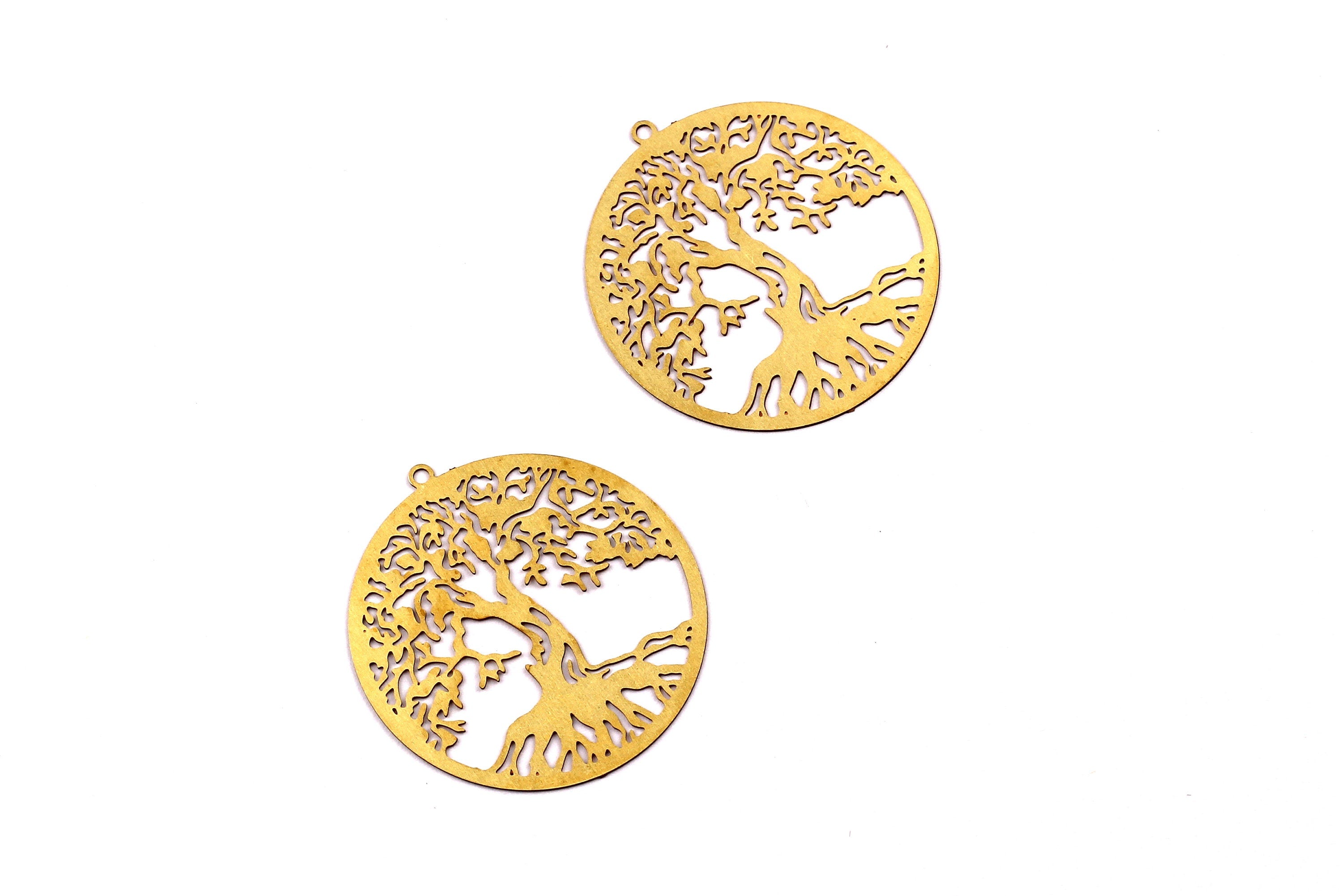 Tree of Life Shaped Earring Charms - Raw Brass Earring - Earring Charms - Earring Findings - Jewelry Supplies - 30x30mm - JJB4216 - DOMEDBAZAAR