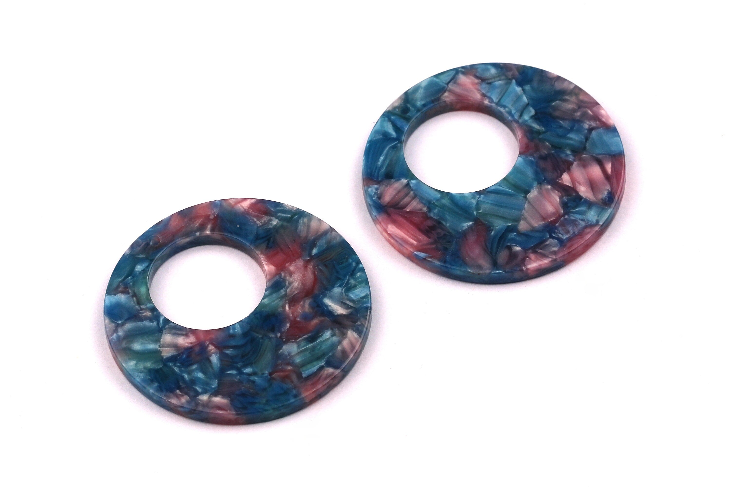 Acetate Circle Charms - Circle Earrings and Pendant - Earring Findings - Jewelry Supplies - Color Code: A102 - 34x2.6mm - AC1005E - DOMEDBAZAAR