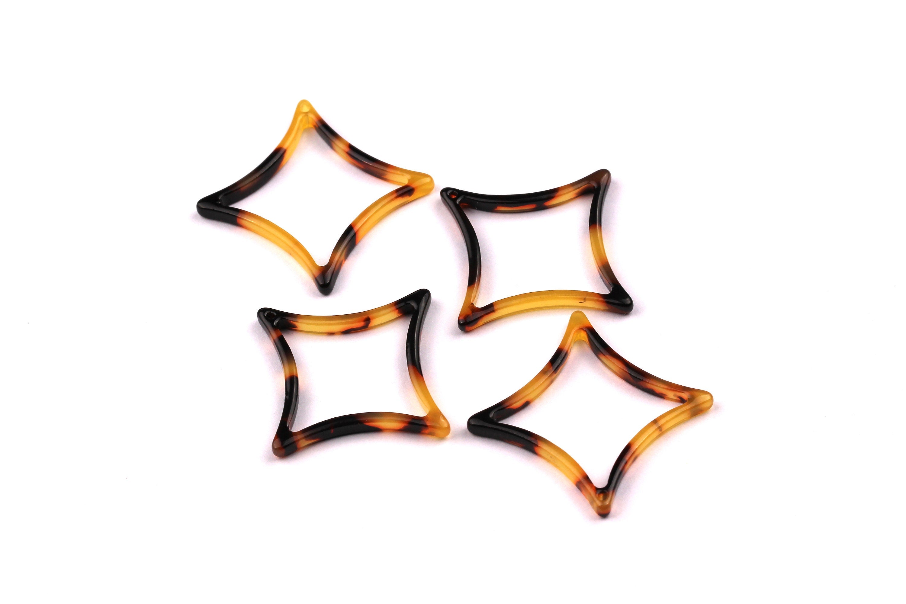 Acetate Compass Points Charms - Tortoise Shell Earrings - Compass Points Earrings and Pendant - Color Code: A01 - 33x2.6mm - AC1021C - DOMEDBAZAAR