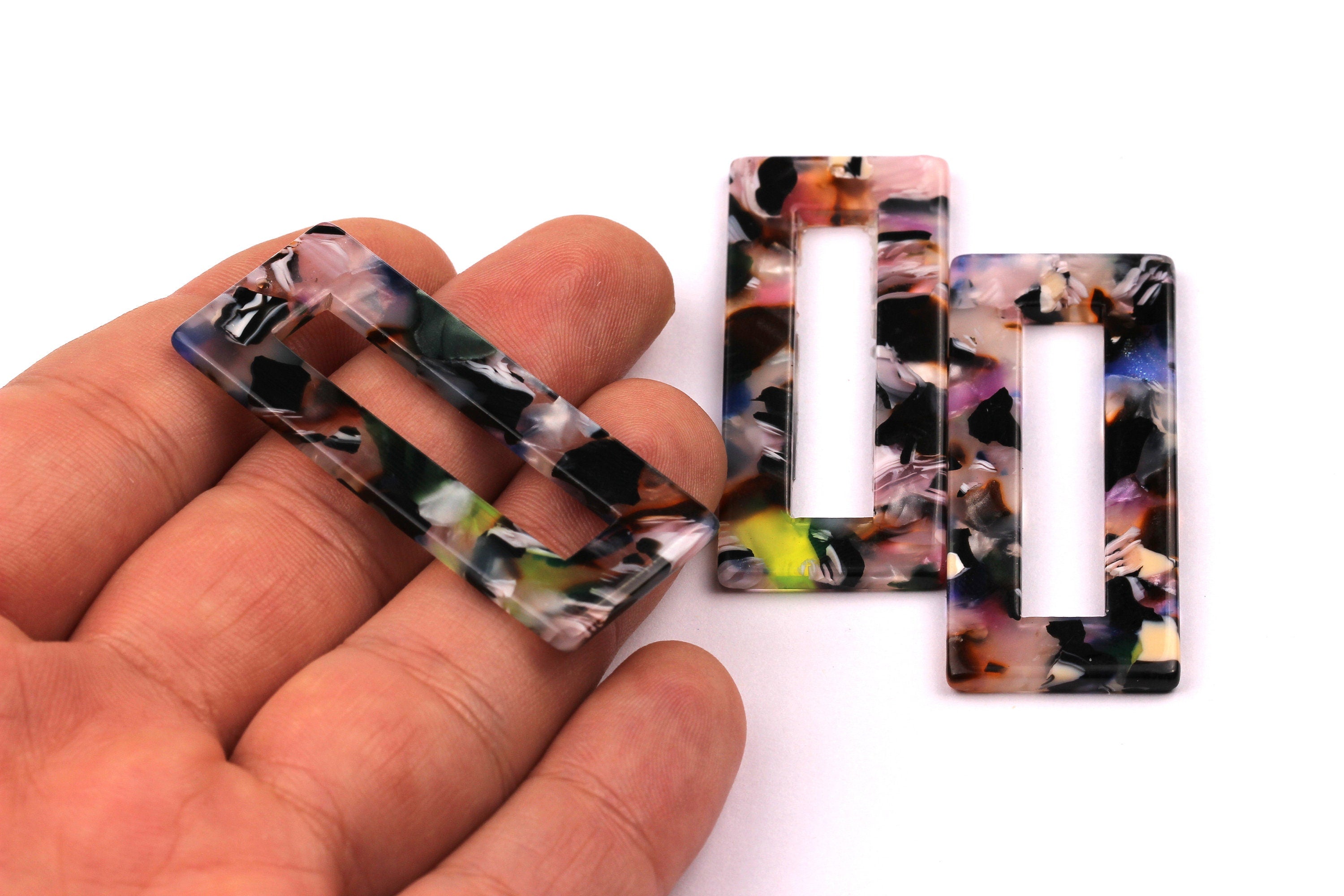 Acetate Rectangle Charms - Rectangle Pendant - Earring Findings - Jewelry Supplies - Color Code: A61 - 48x20mm - AC1025C - DOMEDBAZAAR