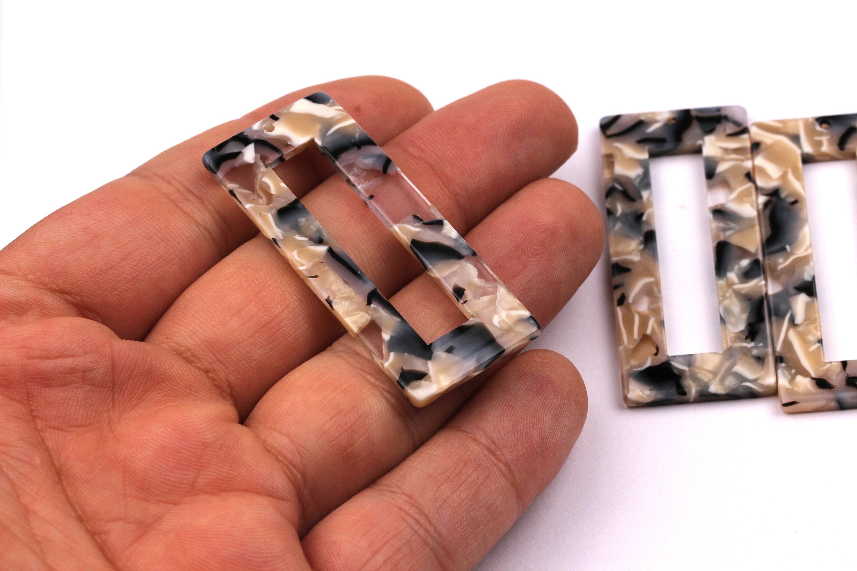 Acetate Rectangle Charms - Rectangle Pendant - Earring Findings - Jewelry Supplies - Color Code: A87 - 48x20x2.5mm - AC1025E - DOMEDBAZAAR