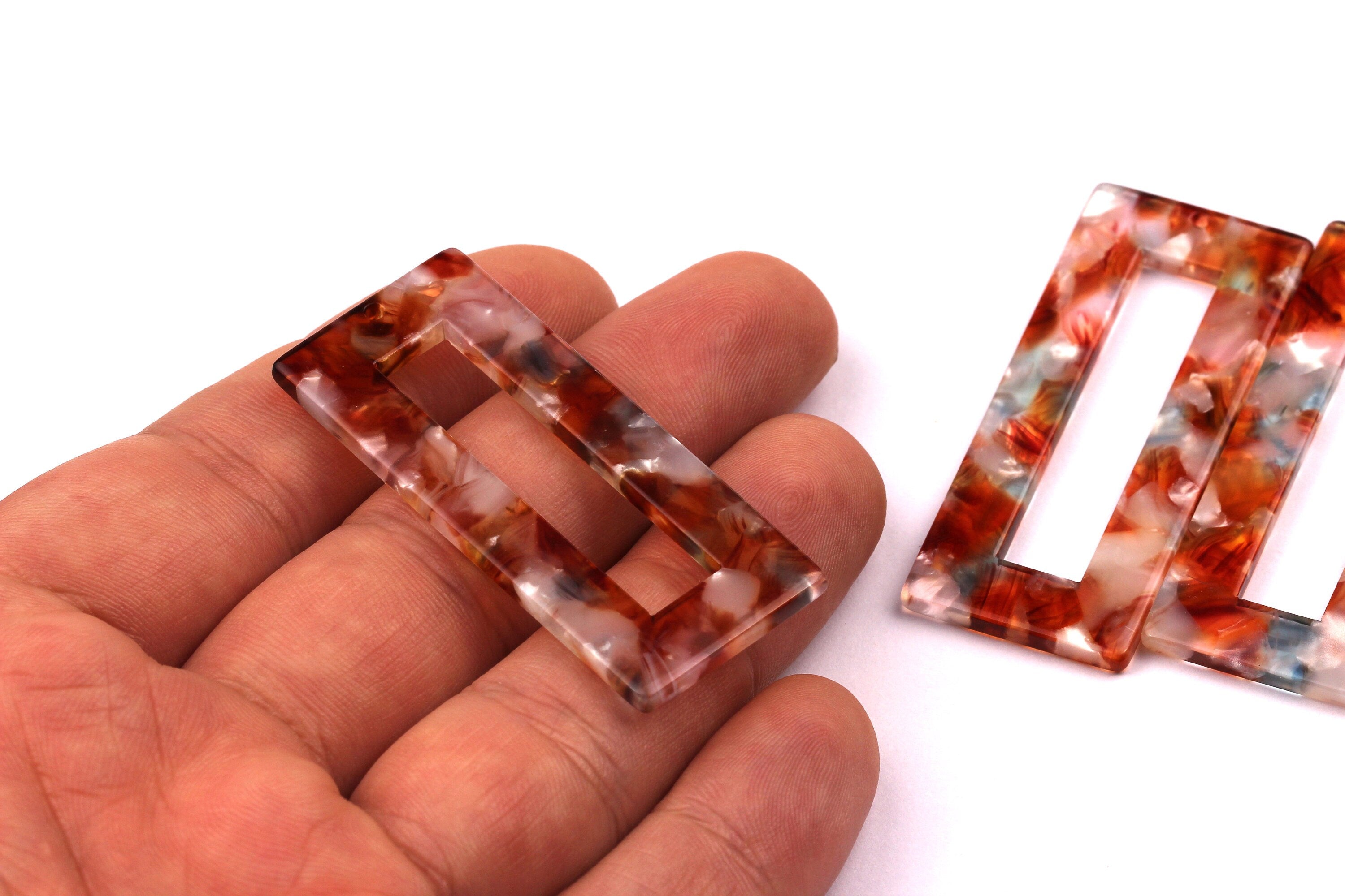 Acetate Rectangle Charms - Rectangle Pendant - Earring Findings - Jewelry Supplies - Color Code: A95 - 48x20x2.5mm - AC1025G - DOMEDBAZAAR