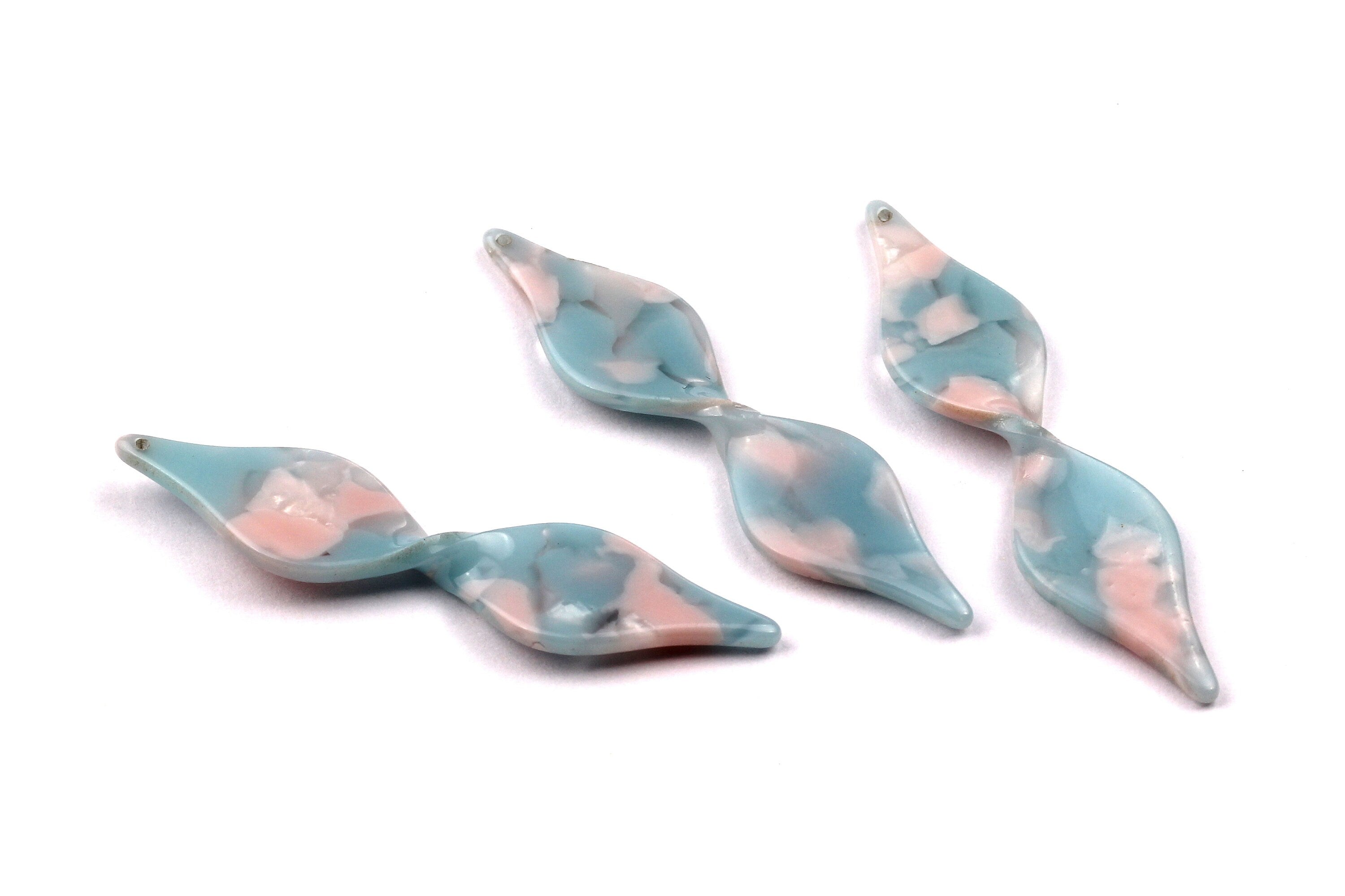 Acetate Twisted Charms - Twisted Earrings and Pendant - Earring Findings - Earring Findings - Color Code: A97 - 49x11mm - AC1028A - DOMEDBAZAAR