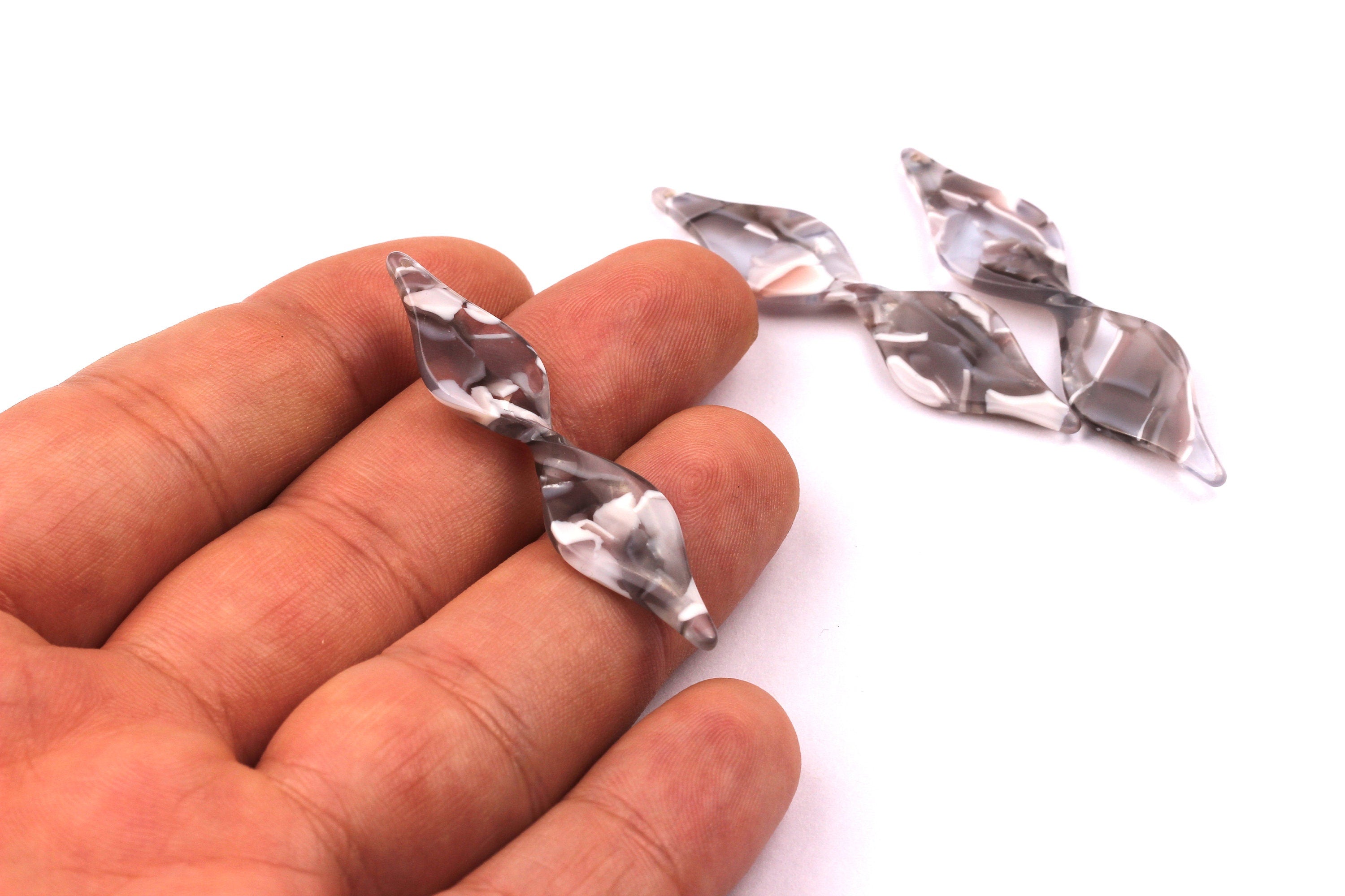 Acetate Twisted Charms - Twisted Earrings and Pendant - Earring Findings - Earring Findings - Color Code: A20 - 48x11mm - AC1028E - DOMEDBAZAAR