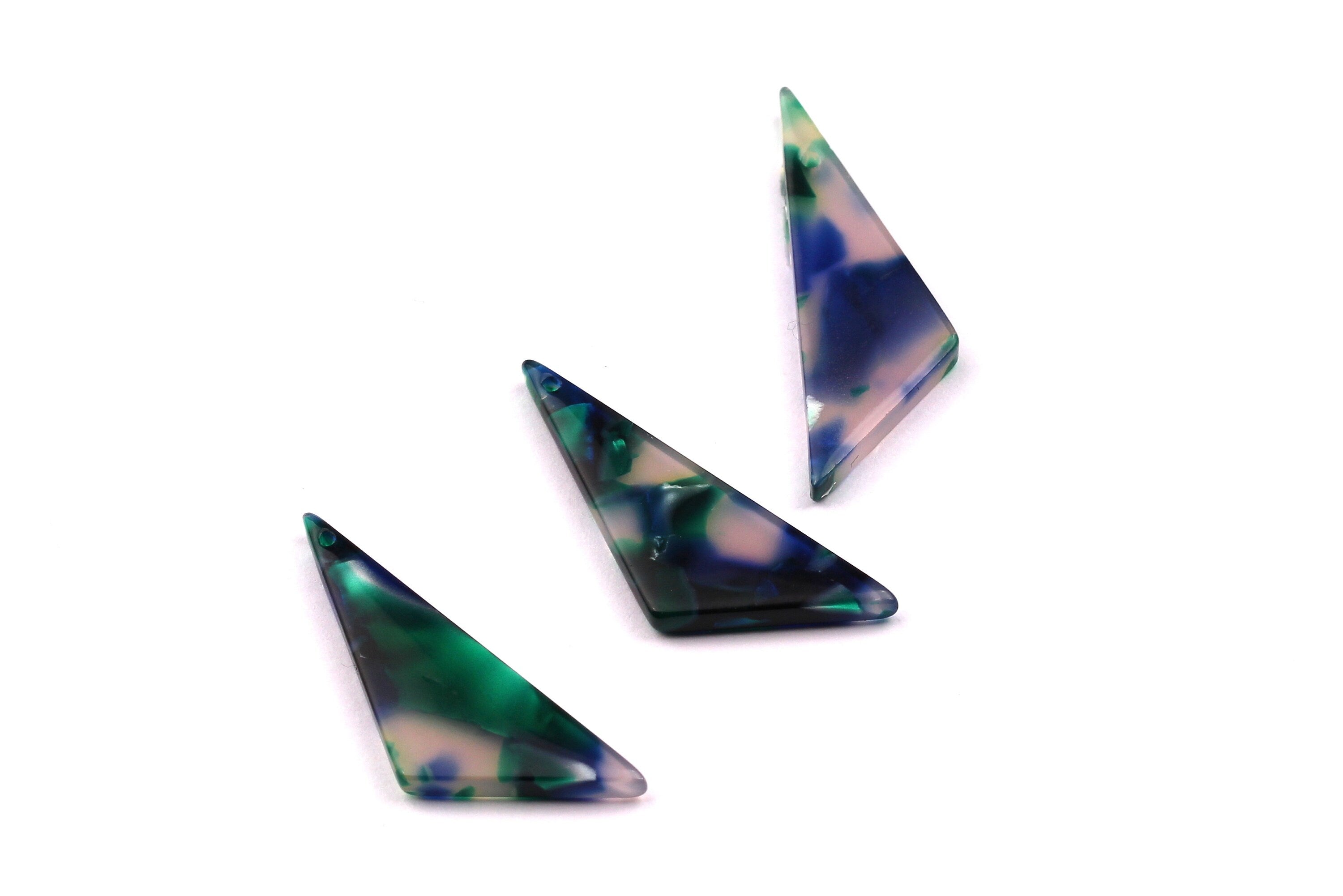 Acetate Triangle Charms - Triangle Earrings and Pendant - Earring Findings - Jewelry Supplies - Color Code: A18 - 34x10mm - AC1027A - DOMEDBAZAAR