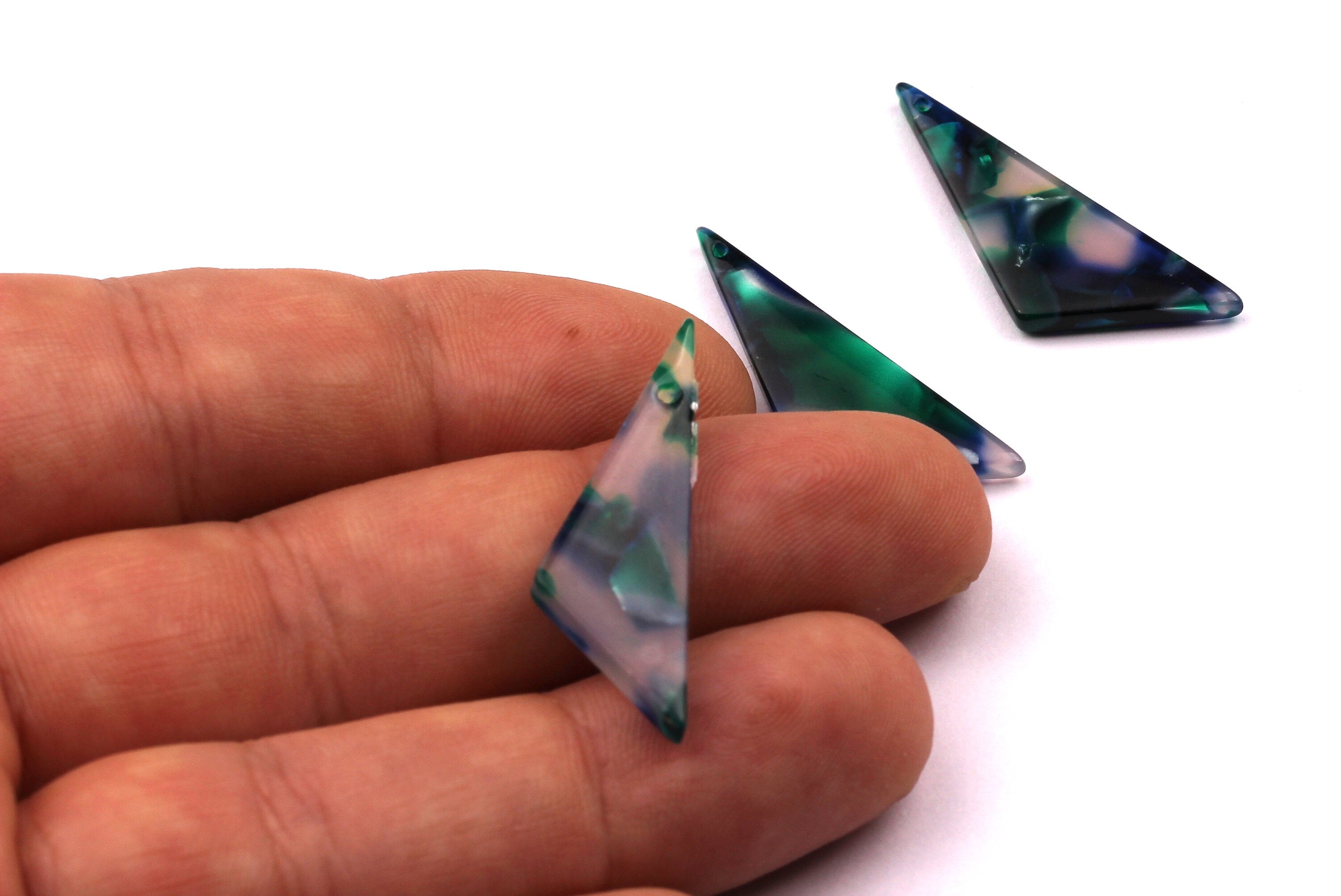 Acetate Triangle Charms - Triangle Earrings and Pendant - Earring Findings - Jewelry Supplies - Color Code: A18 - 34x10mm - AC1027A - DOMEDBAZAAR