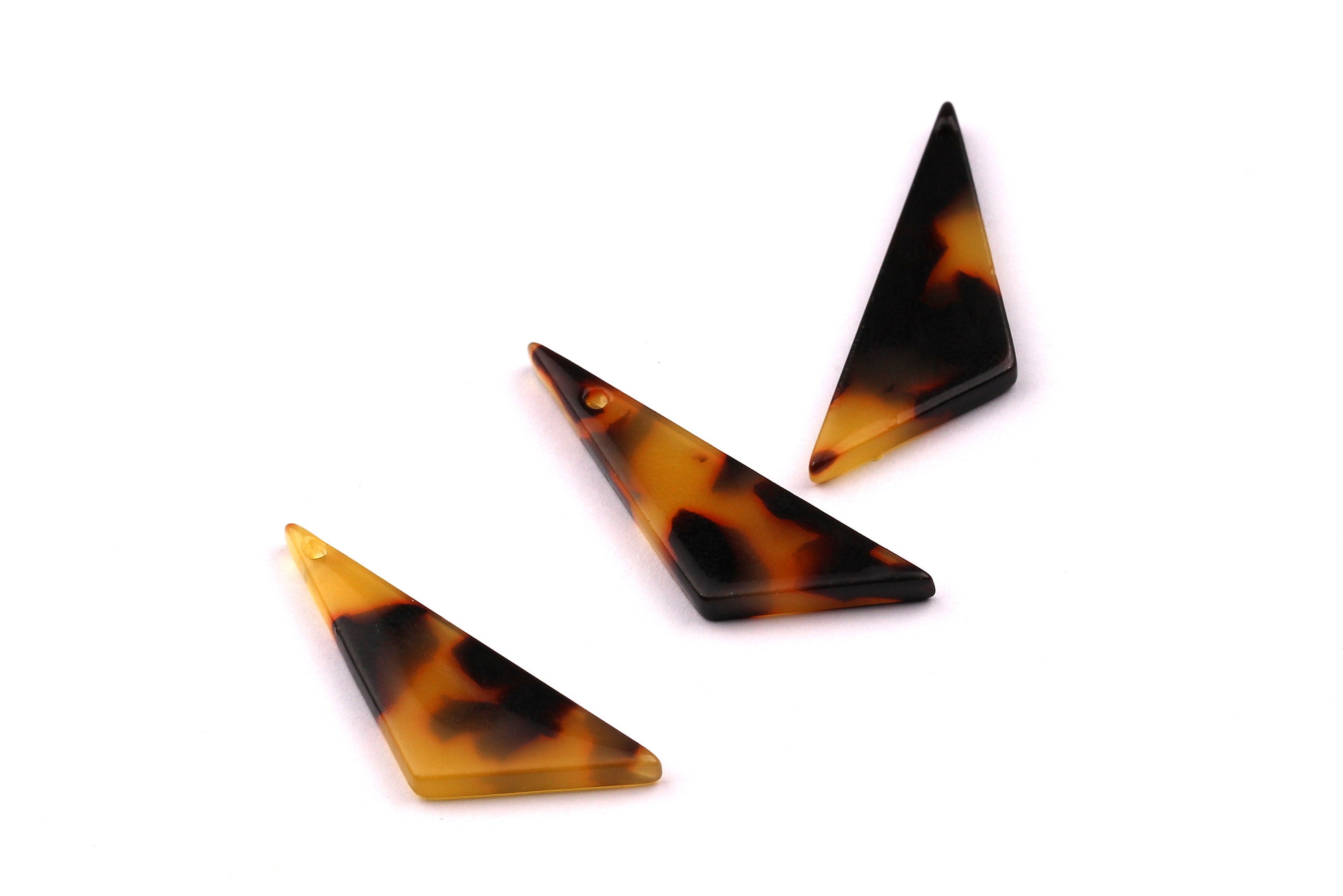 Acetate Triangle Charms - Tortoise Shell Earrings - Triangle Pendant - Jewelry Making Supplies - Color Code: A01 - 34x10mm - AC1027D - DOMEDBAZAAR