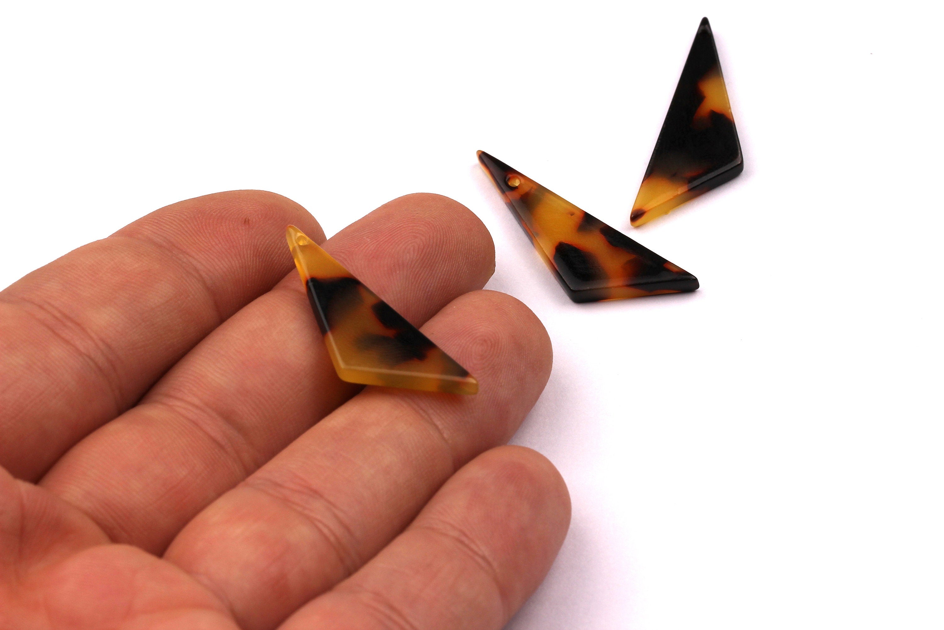 Acetate Triangle Charms - Tortoise Shell Earrings - Triangle Pendant - Jewelry Making Supplies - Color Code: A01 - 34x10mm - AC1027D - DOMEDBAZAAR