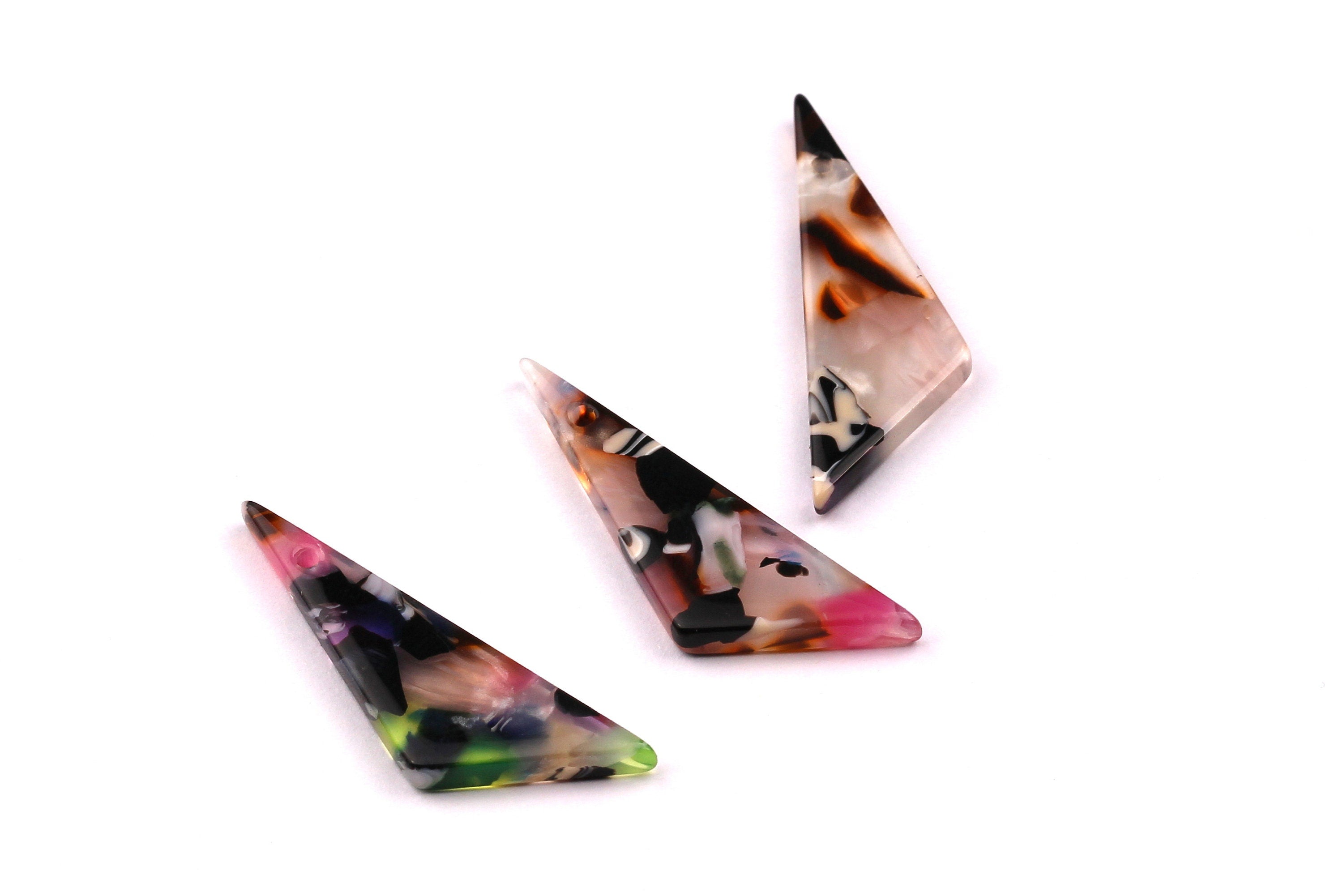 Acetate Triangle Charms - Triangle Earrings and Pendant - Earring Findings - Jewelry Supplies - Color Code: A11 - 33x10mm - AC1027F - DOMEDBAZAAR