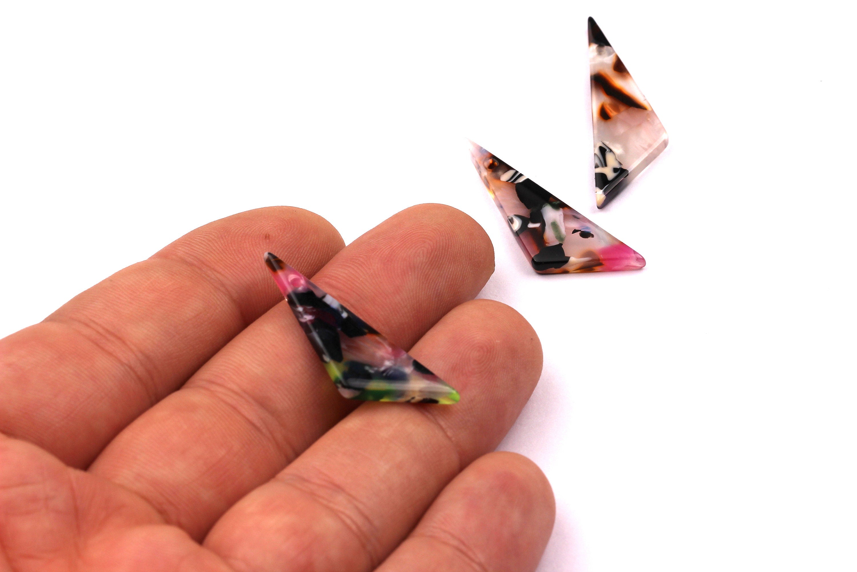 Acetate Triangle Charms - Triangle Earrings and Pendant - Earring Findings - Jewelry Supplies - Color Code: A11 - 33x10mm - AC1027F - DOMEDBAZAAR