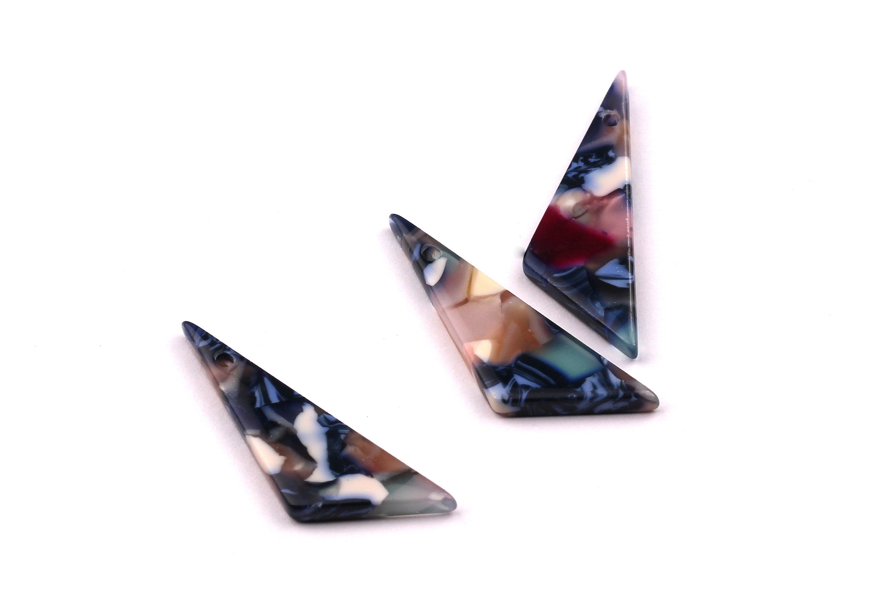 Acetate Triangle Charms - Triangle Earrings and Pendant - Earring Findings - Jewelry Supplies - 34x10mm - AC1027K - DOMEDBAZAAR