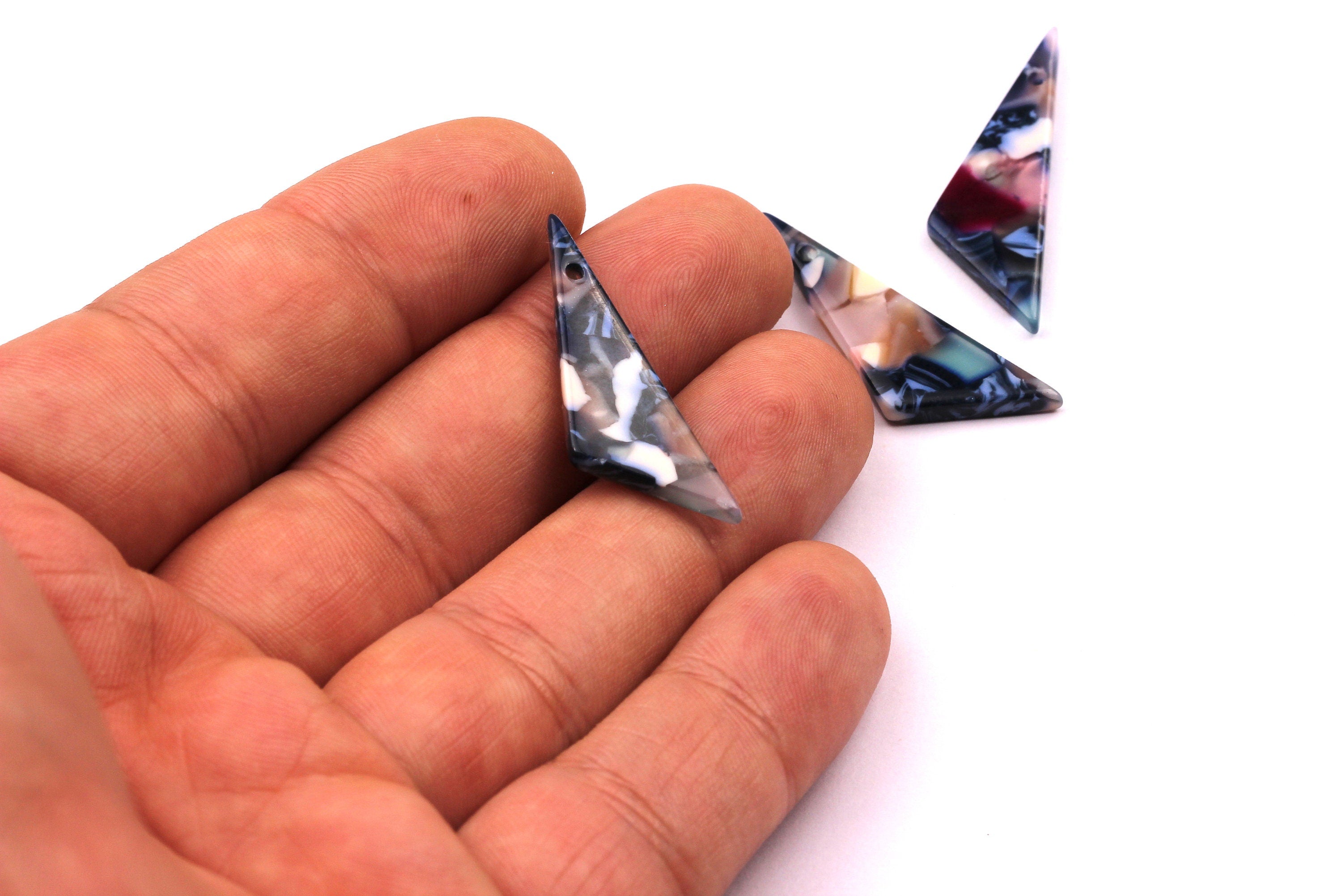 Acetate Triangle Charms - Triangle Earrings and Pendant - Earring Findings - Jewelry Supplies - 34x10mm - AC1027K - DOMEDBAZAAR