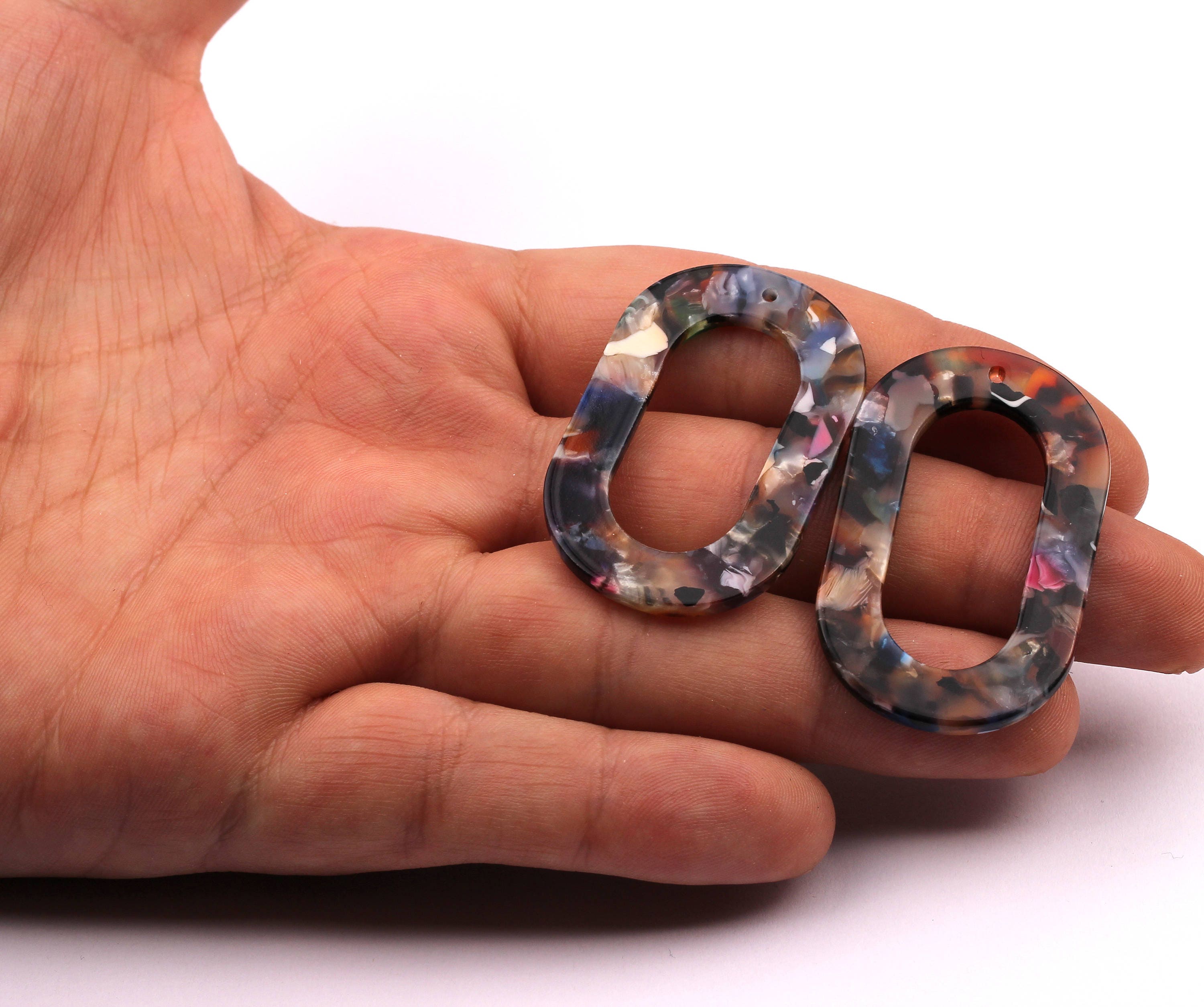 Acetate Oval Earring Charms - Acrylic Oval Shaped Pendant - Earring Findings - Jewelry Supplies - 44x27x2.5mm - AC1003A1 - DOMEDBAZAAR