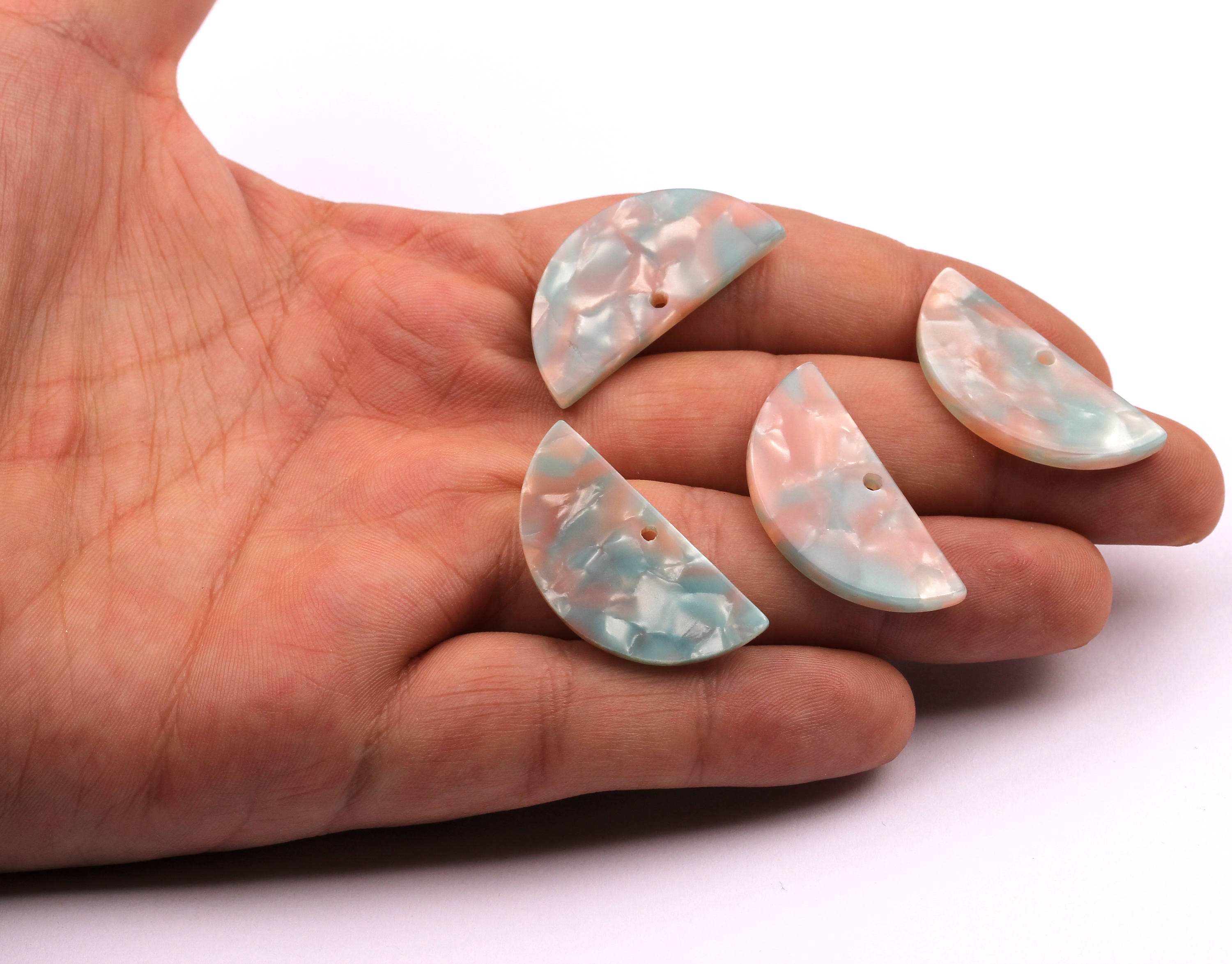 Acetate Semicircle Charms - Semicircle Pendant - Earring Findings - Jewelry Supplies - Earring Findings - 33.5x16.5x2.6mm - AC1006B - DOMEDBAZAAR