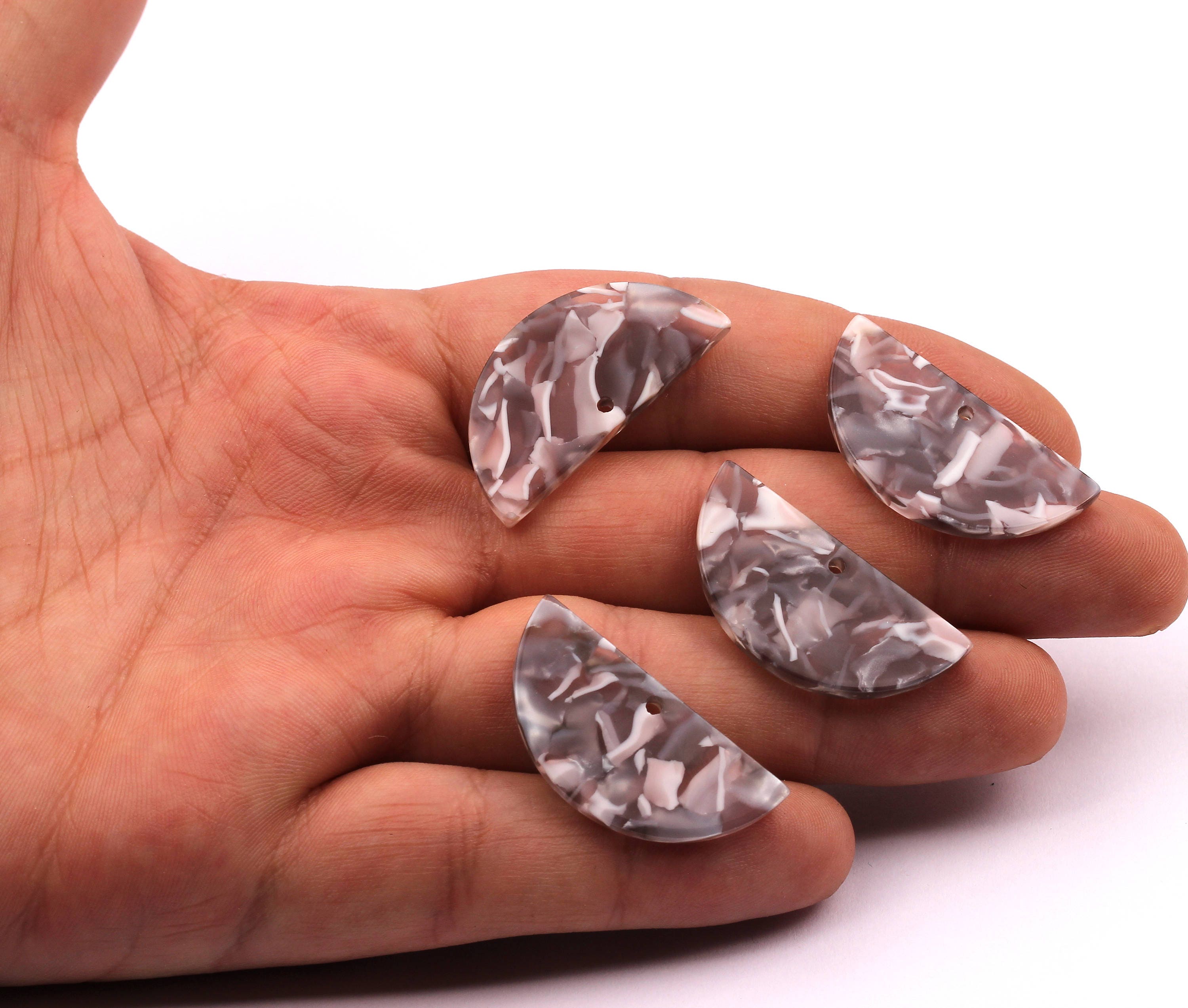 Acetate Half Moon Earring Charms - Semi circle Pendant - Earring Findings - Jewelry Supplies - Color Code: A20 - 31x15x2.6mm - AC1581-A20 - DOMEDBAZAAR