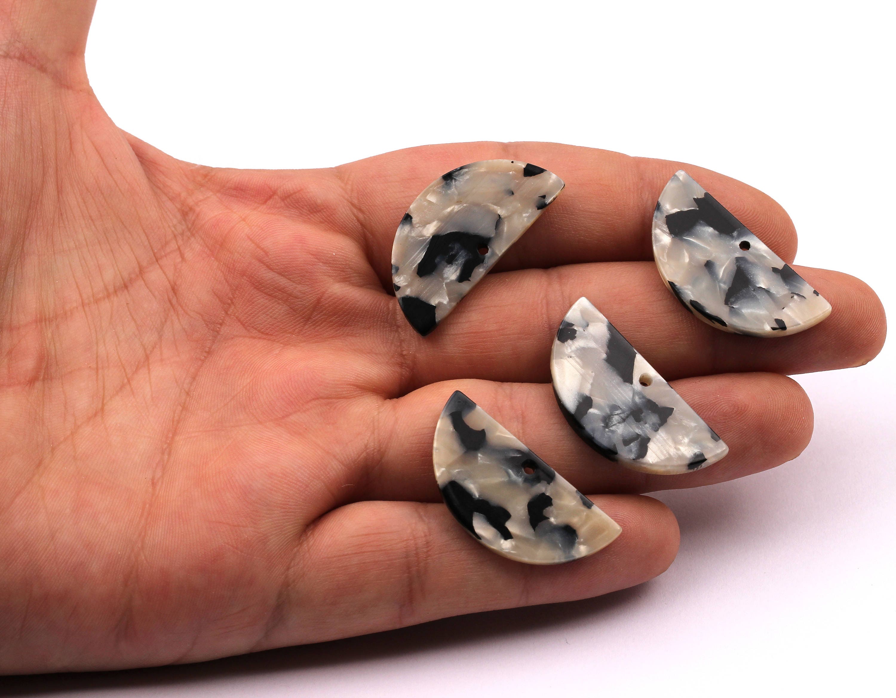 Acetate Semicircle Charms - Semicircle Pendant - Earring Findings - Jewelry Supplies - Color Code: A15 - 33.5x16.5x2.6mm - AC1006E - DOMEDBAZAAR