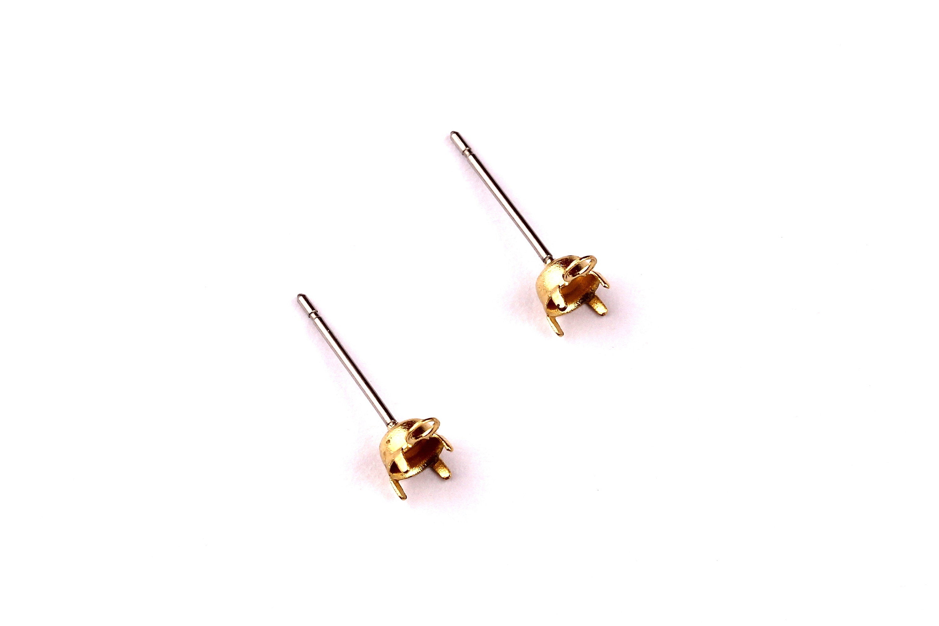 Brass Earring Post - Brass Setting - 316L Stainless Steel Stud - Earring Findings- Jewelry Supplies - 3.8mm Pad - PP1121 - DOMEDBAZAAR