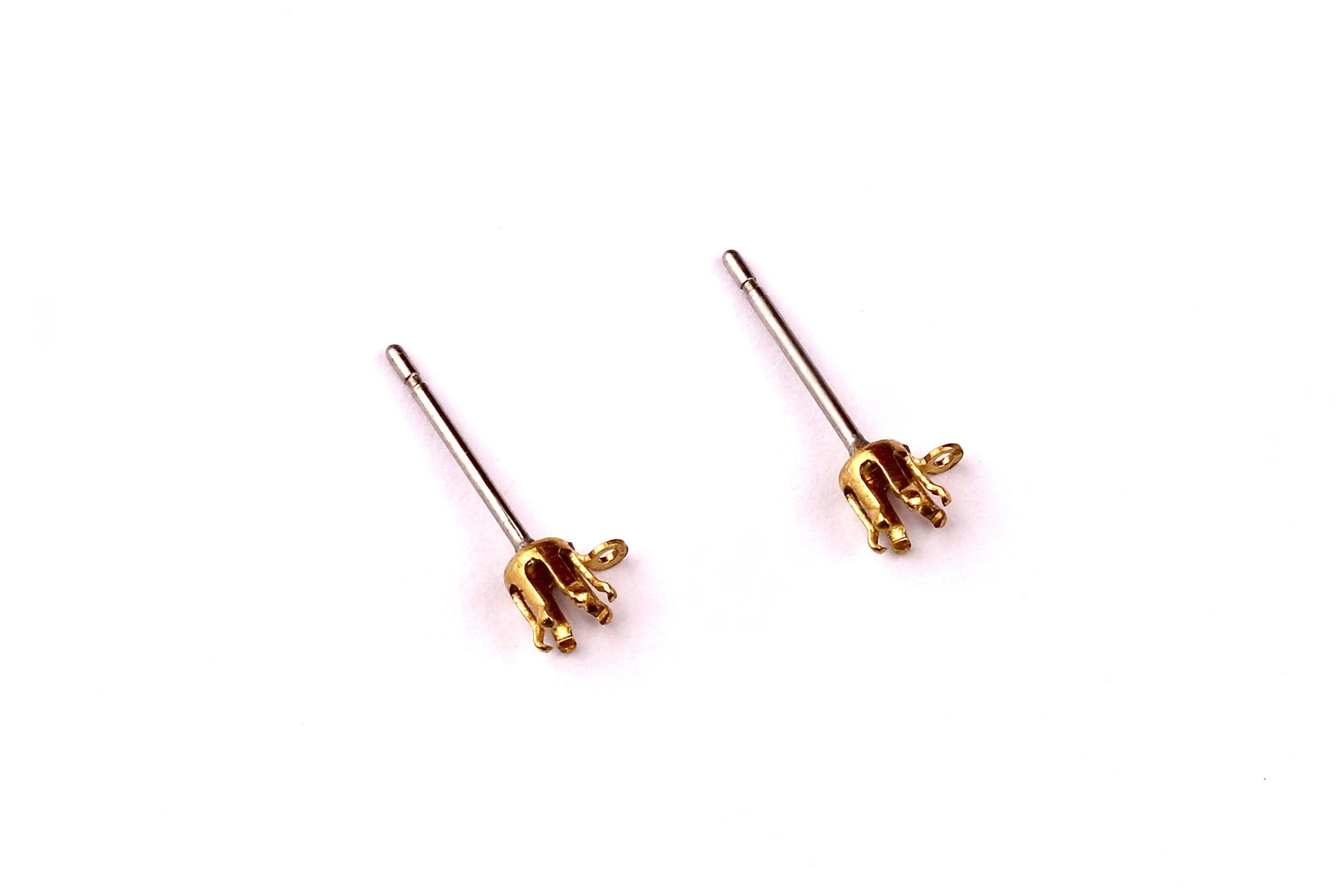 Brass Earring Post - Brass Round Setting - 316L Stainless Steel Stud - Earring Findings- Jewelry Supplies - 3mm Pad - PP1129 - DOMEDBAZAAR