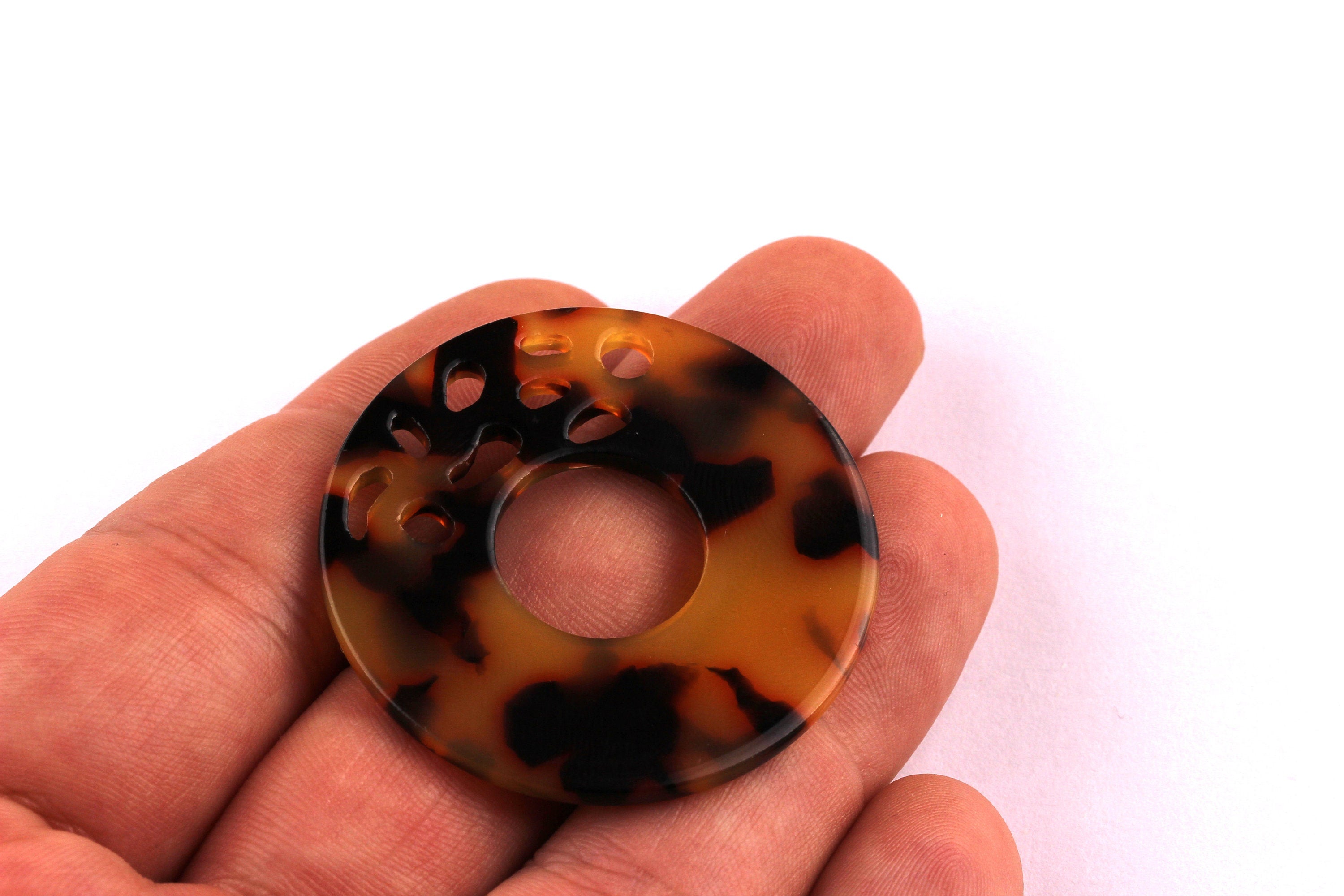 Acetate Circle Charms - Tortoise Shell Earrings - Circle Pendant - Jewelry Making Supplies - Color Code: A01 - 40x2.5mm - AC1032E - DOMEDBAZAAR