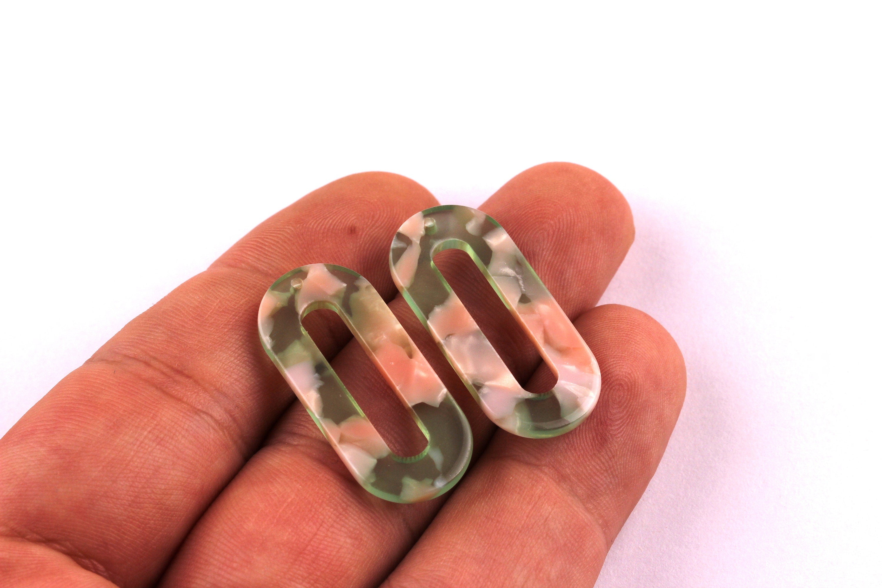 Acetate Oval & Zero Charms - Oval Earrings and Pendant - Earring Findings - Jewelry Supplies - Color Code: A38 - 30x13.5x2.6mm - AC1033A - DOMEDBAZAAR