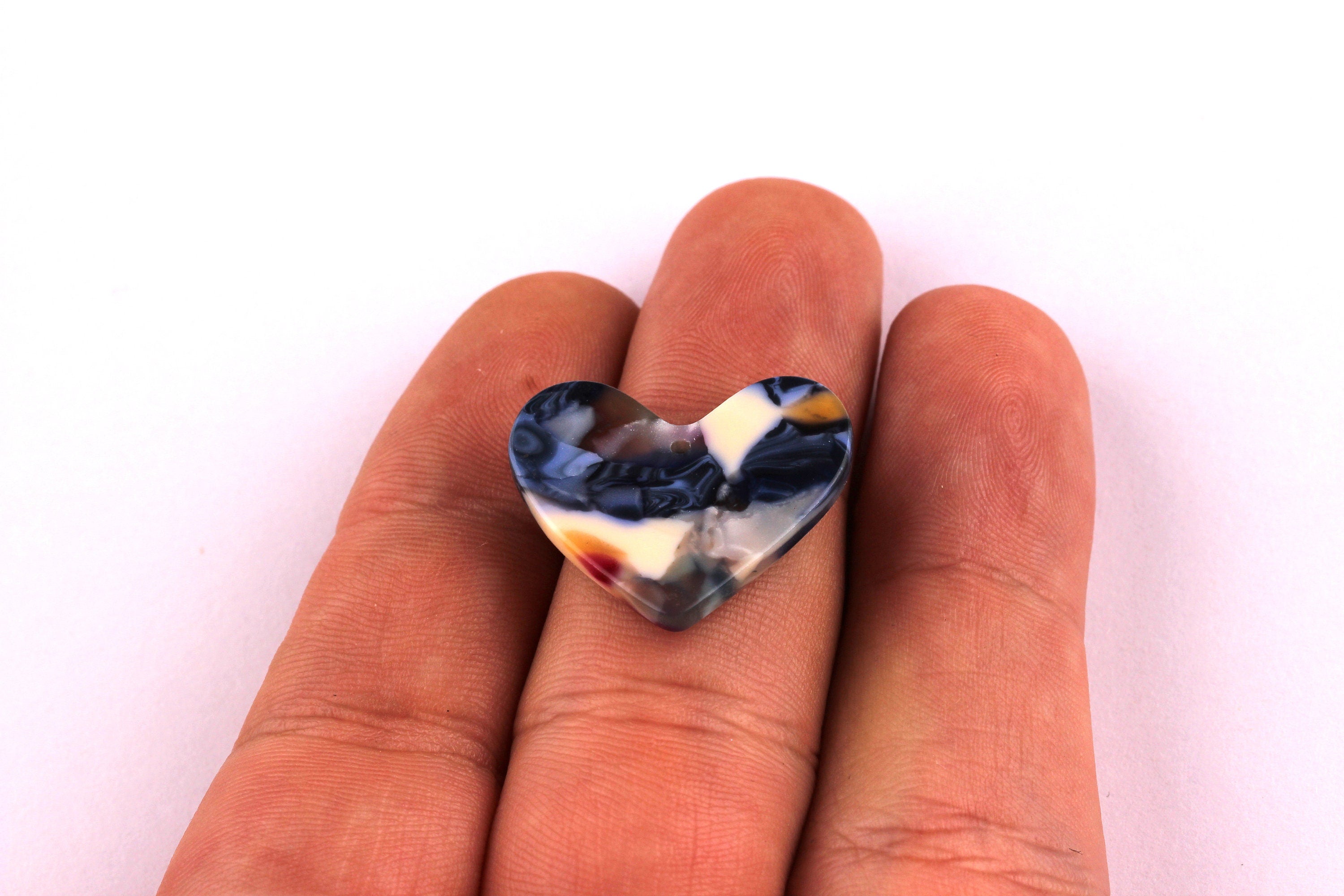 Acetate Heart Charms - Heart Earrings and Pendant - Earring Findings - Jewelry Supplies - Color Code: A19 - 20x23x2.6mm - AC1036C - DOMEDBAZAAR