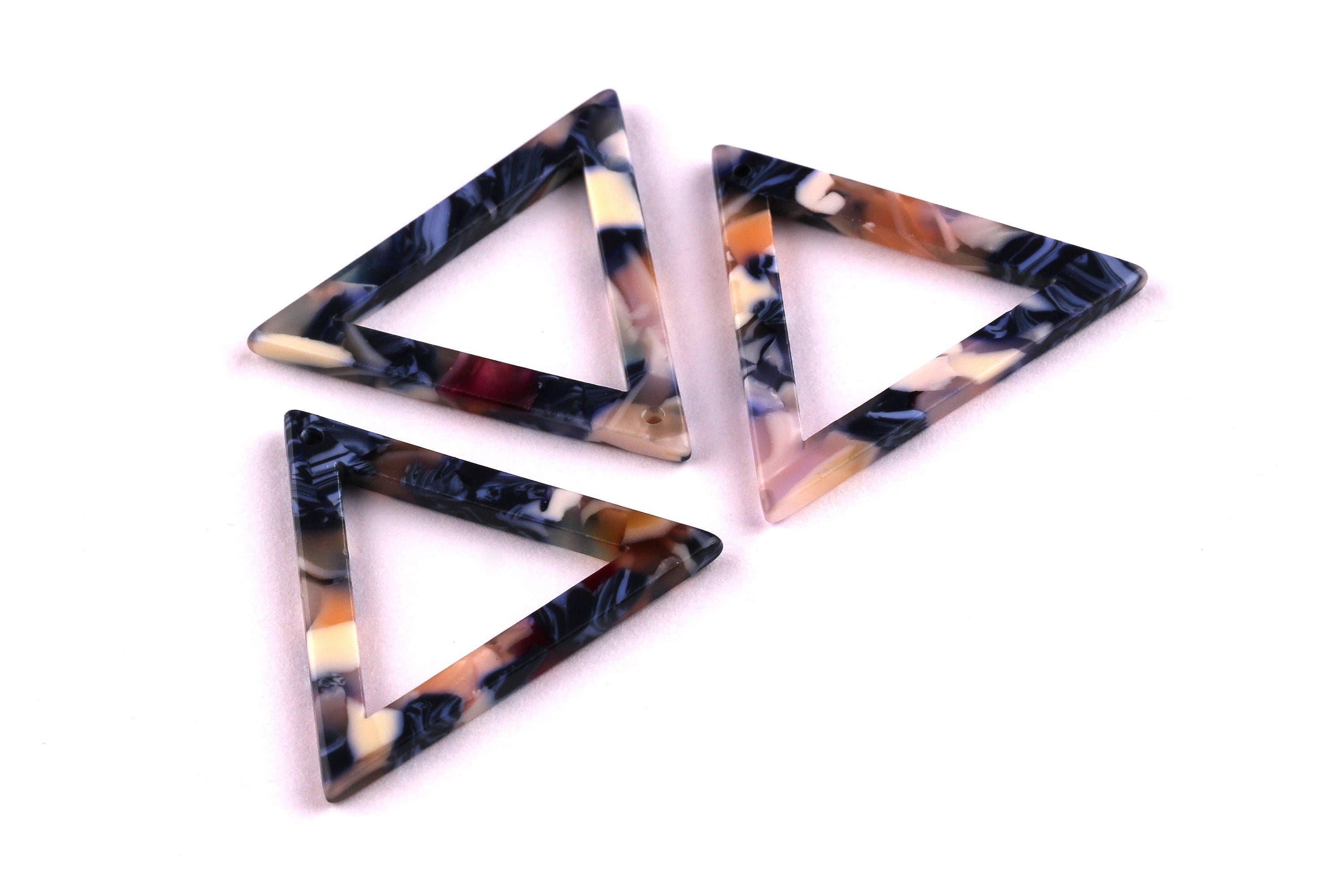 Acetate Triangle Charms - Triangle Earrings and Pendant - Earring Findings - Jewelry Supplies - Color Code: A19 - 30x34x2.5mm - AC1035A - DOMEDBAZAAR