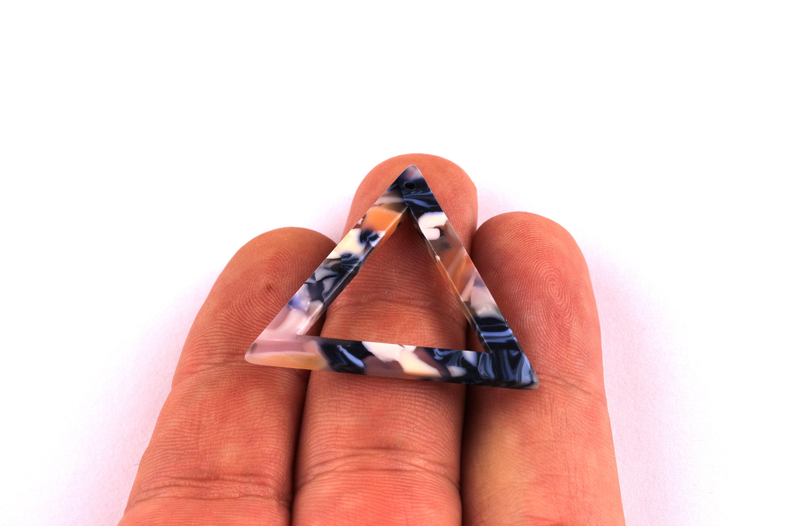Acetate Triangle Charms - Triangle Earrings and Pendant - Earring Findings - Jewelry Supplies - Color Code: A19 - 30x34x2.5mm - AC1035A - DOMEDBAZAAR