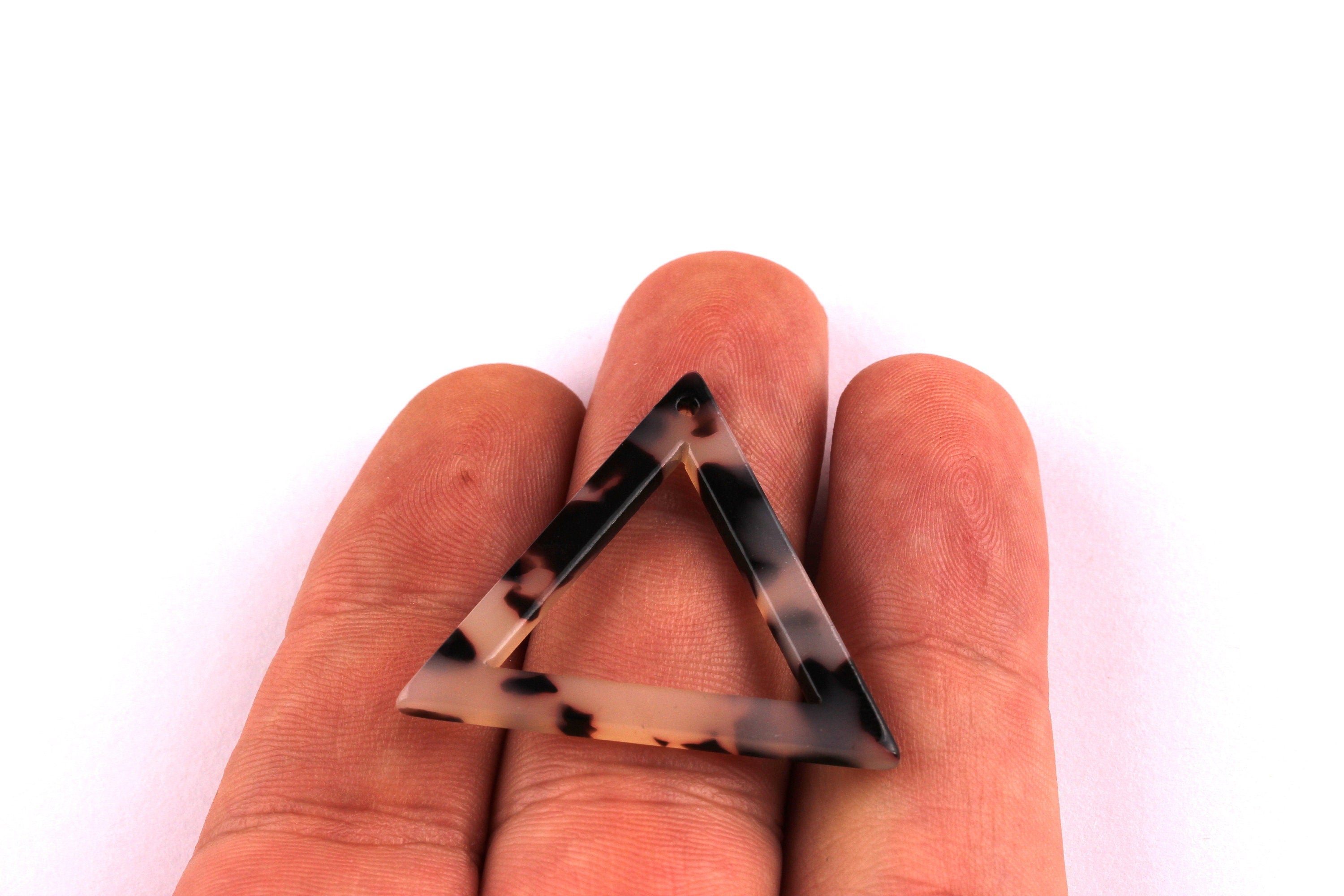 Acetate Triangle Charms - Blonde Tortoise Shell Earrings - Triangle Earrings and Pendant - Color Code: A07 - 30x34x2.6mm - AC1035B - DOMEDBAZAAR