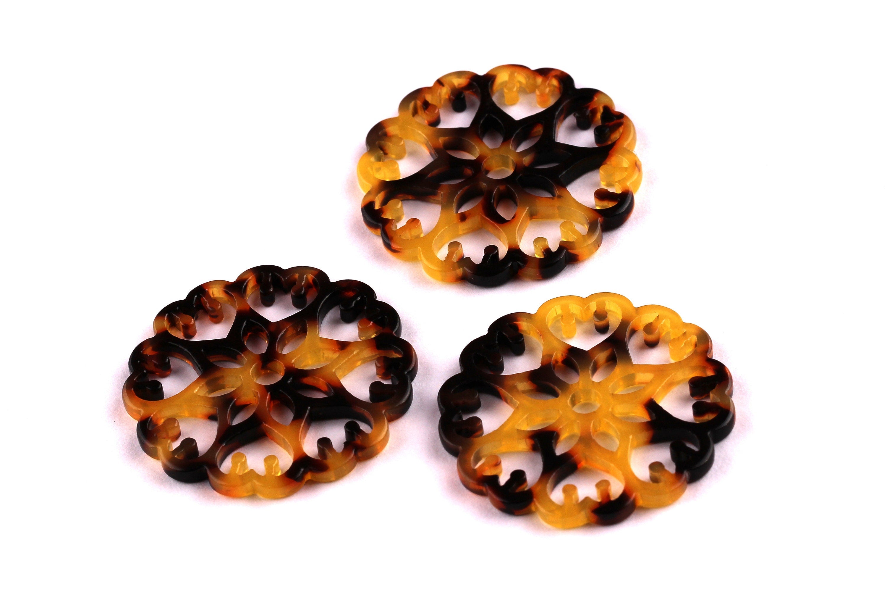 Acetate Snowflake Charms - Tortoise Shell Earrings - Snowflake Pendant - Jewelry Making Supplies - Color Code: A01 - 35x2.5mm - AC1037E - DOMEDBAZAAR