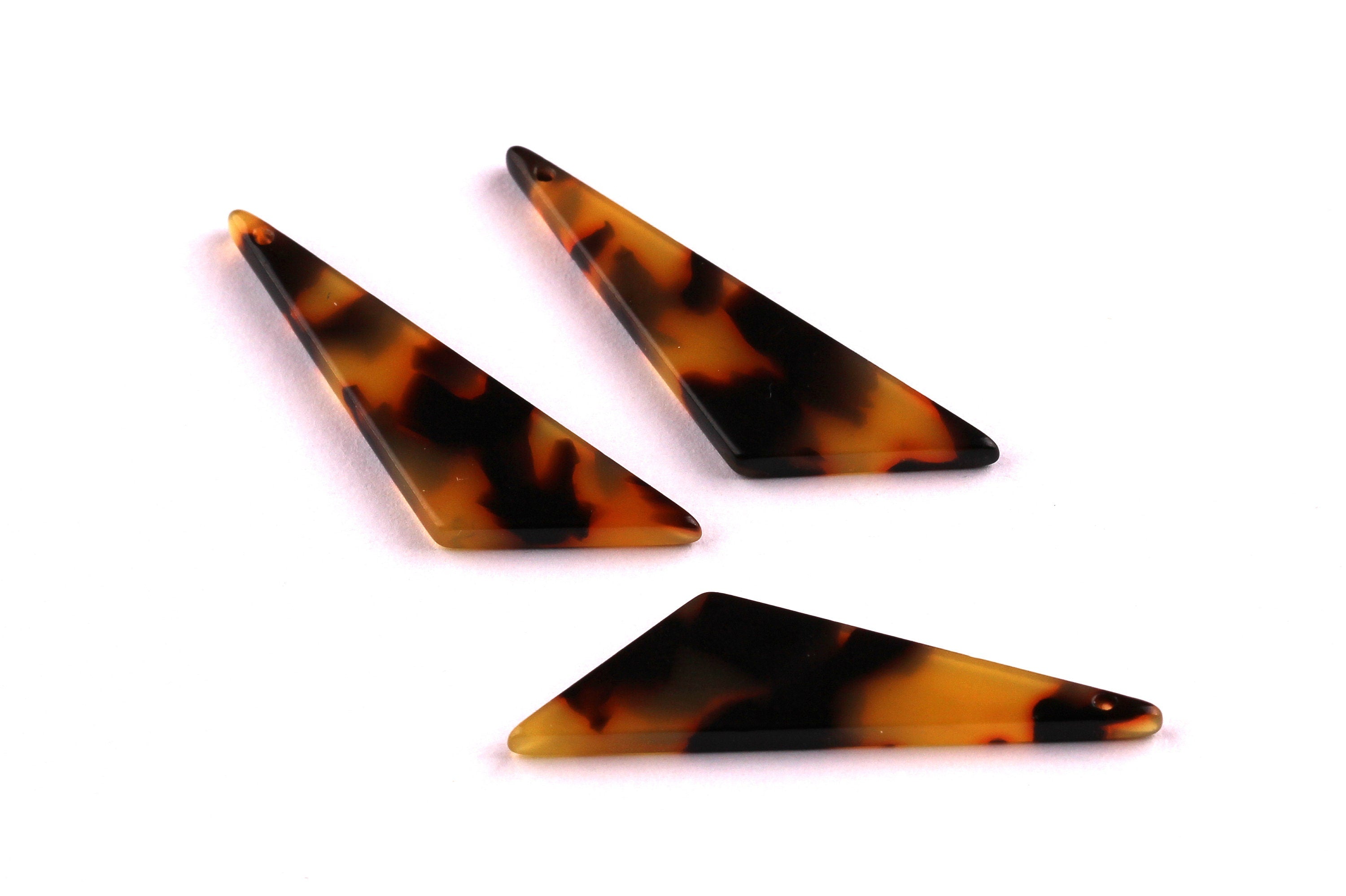 Acetate Triangle Charms - Tortoise Shell Earrings - Triangle Pendant - Jewelry Making Supplies - Color Code: A01 - 40x11.5x2.5mm - AC1038F - DOMEDBAZAAR