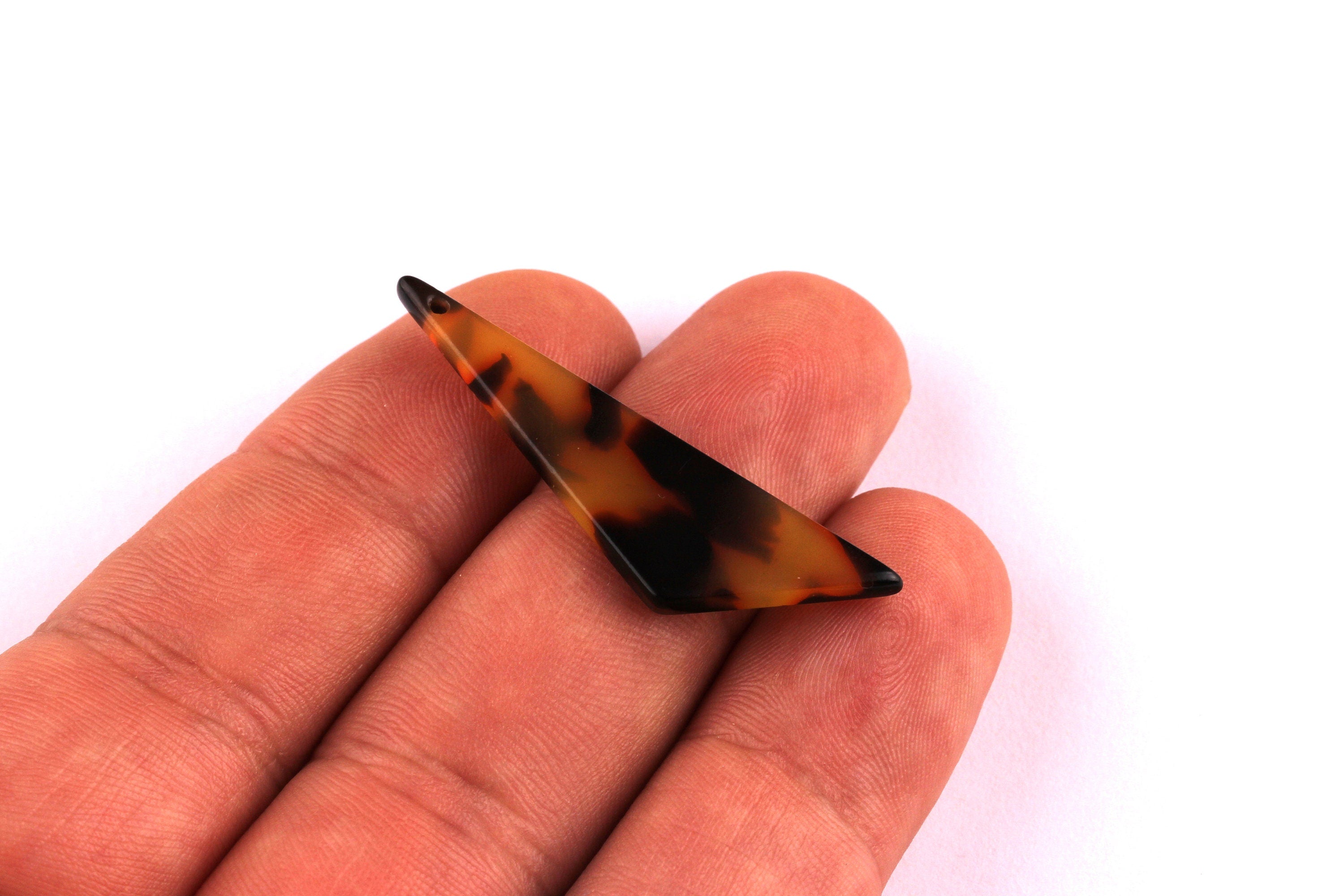 Acetate Triangle Charms - Tortoise Shell Earrings - Triangle Pendant - Jewelry Making Supplies - Color Code: A01 - 40x11.5x2.5mm - AC1038F - DOMEDBAZAAR