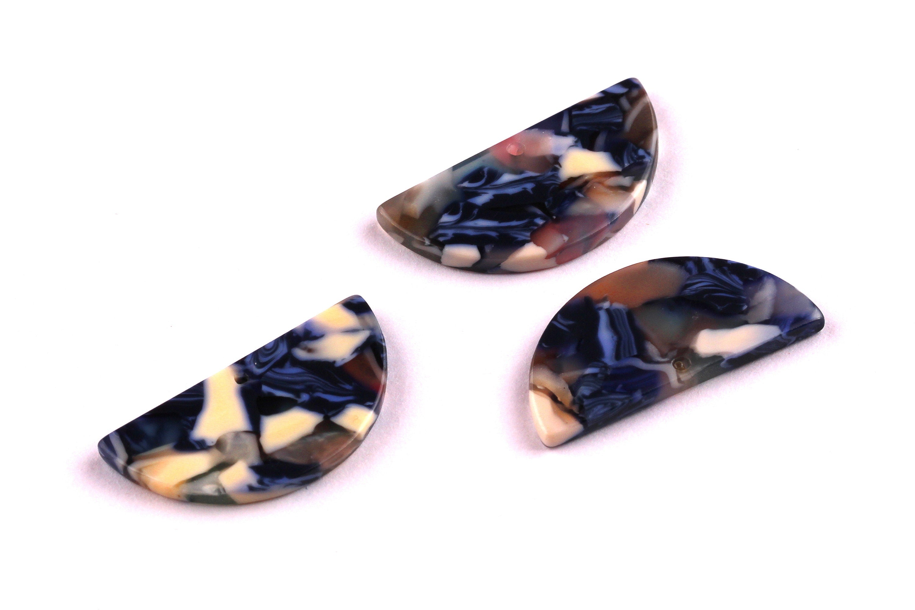 Acetate Semicircle Charms - Semicircle Earrings & Pendant - Earring Findings - Jewelry Supplies - Color Code: A19 - 14x28.5x2.5mm - AC1039B - DOMEDBAZAAR