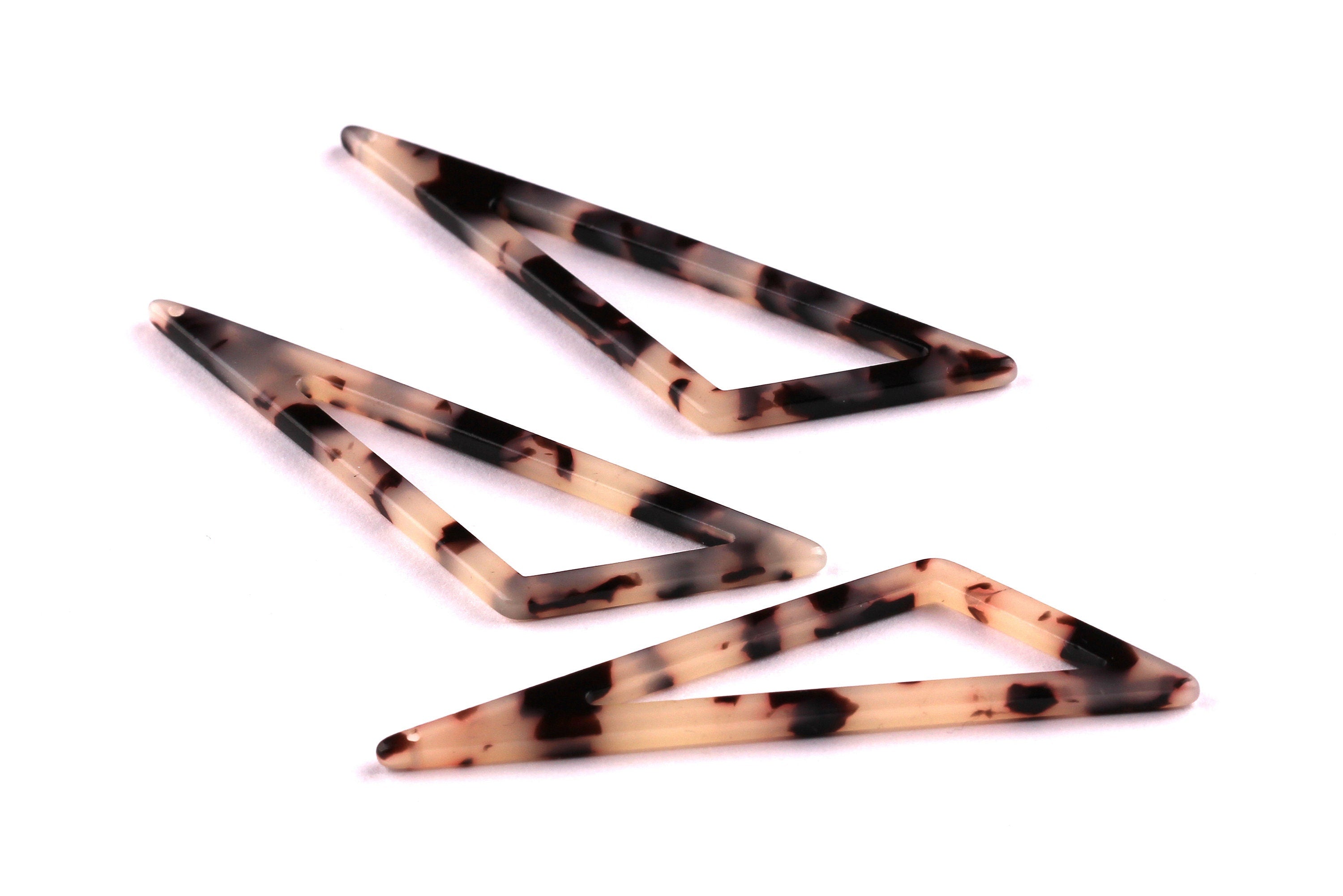 Acetate Triangle Charms - Blonde Tortoise Shell Earrings - Triangle Earrings and Pendant - Color Code: A07 - 64x18x2.5mm - AC1040B - DOMEDBAZAAR