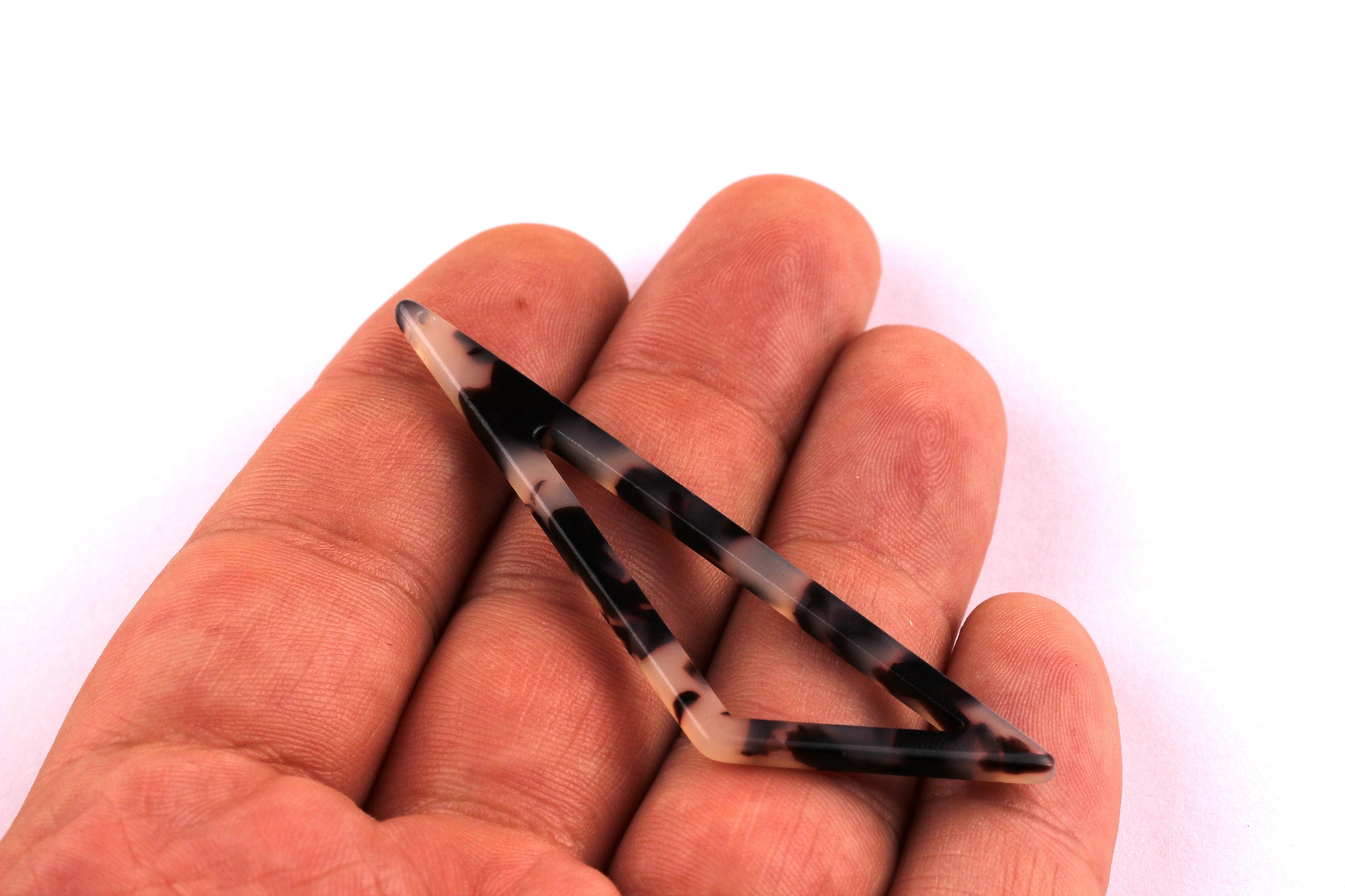 Acetate Triangle Charms - Blonde Tortoise Shell Earrings - Triangle Earrings and Pendant - Color Code: A07 - 64x18x2.5mm - AC1040B - DOMEDBAZAAR