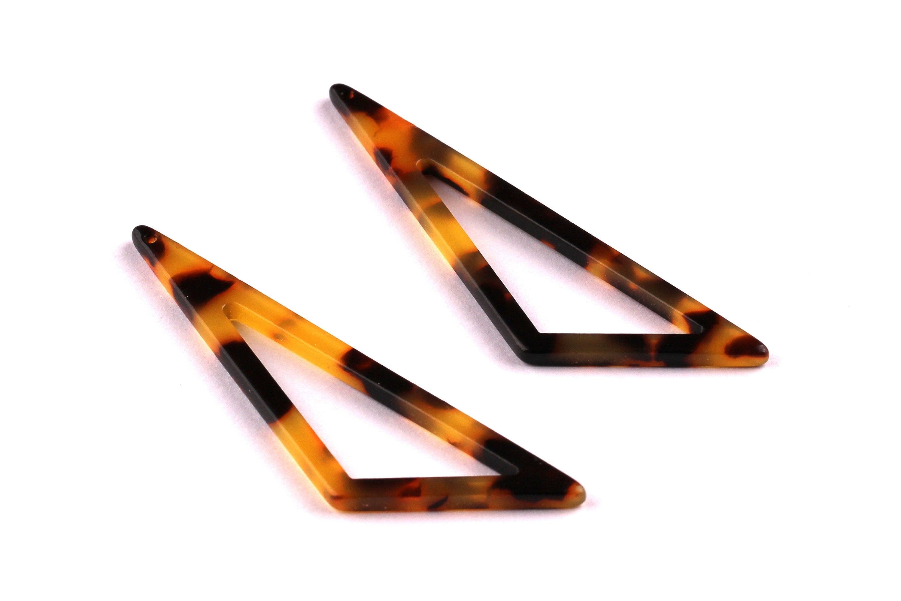 Acetate Triangle Charms - Tortoise Shell Earrings - Triangle Pendant - Jewelry Supplies - Color Code: A01 - 64x18x2.5mm - AC1040D - DOMEDBAZAAR