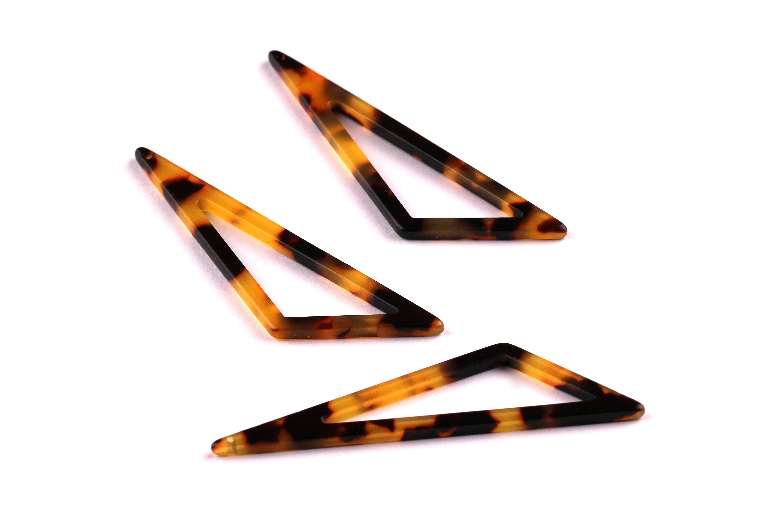 Acetate Triangle Charms - Tortoise Shell Earrings - Triangle Pendant - Jewelry Supplies - Color Code: A01 - 64x18x2.5mm - AC1040D - DOMEDBAZAAR