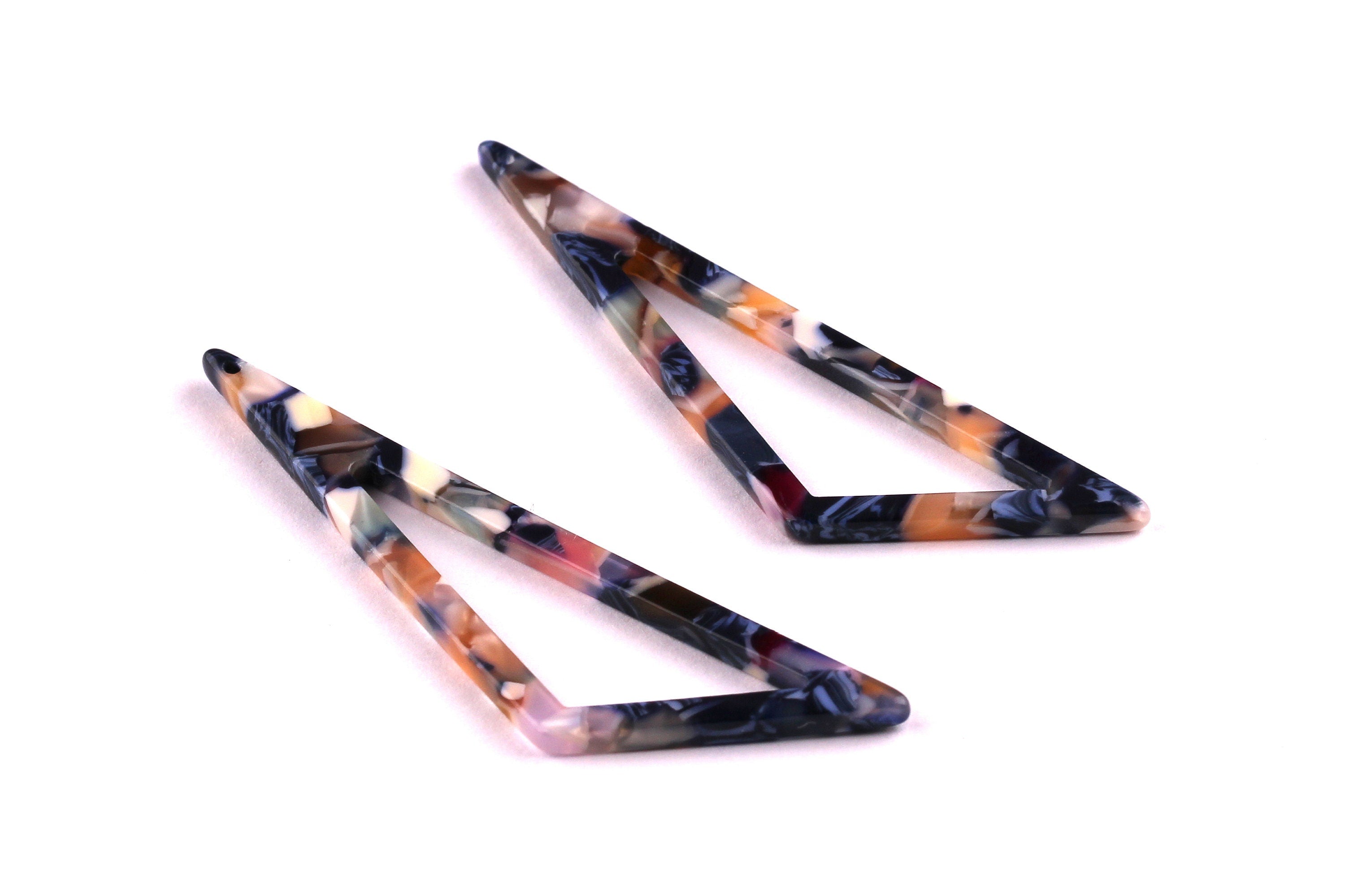 Acetate Triangle Charms - Triangle Earrings and Pendant - Earring Findings - Jewelry Supplies - Color Code: A19 - 64x18x2.5mm - AC1040E - DOMEDBAZAAR