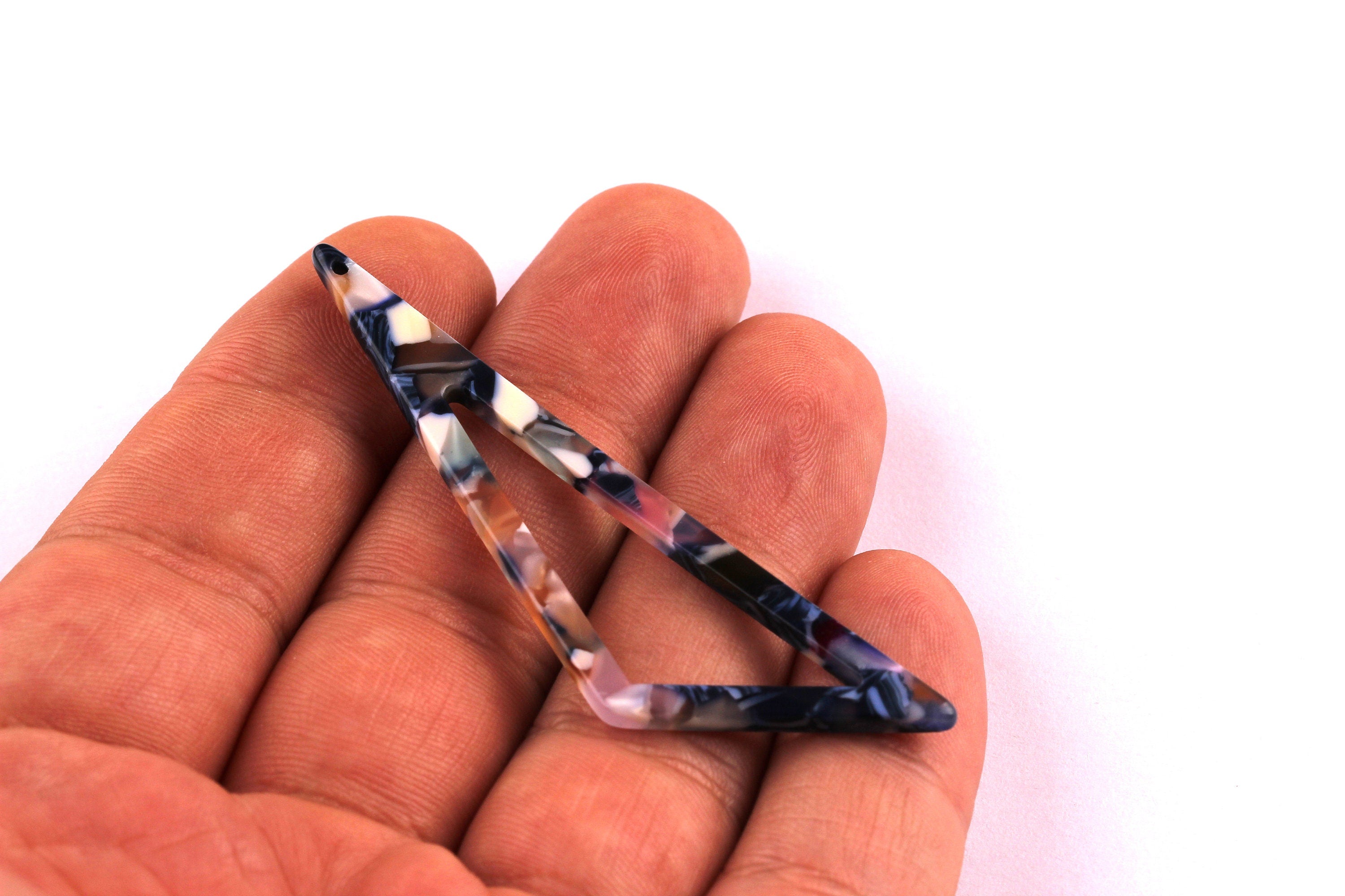 Acetate Triangle Charms - Triangle Earrings and Pendant - Earring Findings - Jewelry Supplies - Color Code: A19 - 64x18x2.5mm - AC1040E - DOMEDBAZAAR